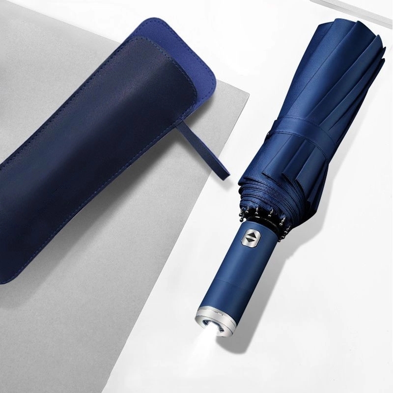 Windproof Travel Automatic Umbrella with Flashlight Handle 3