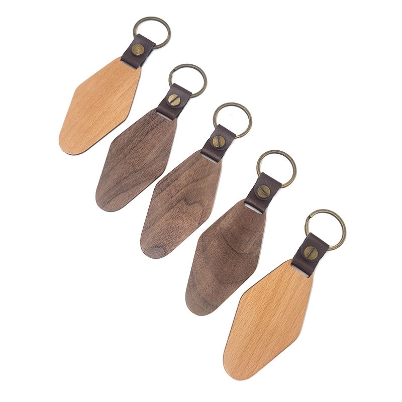 Engraved Wooden w/ Leather Keychain 2