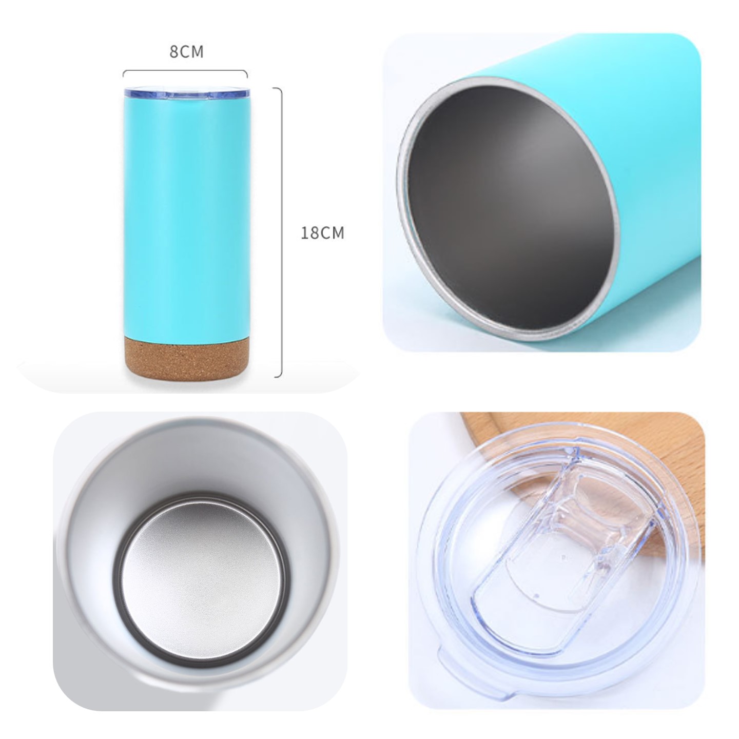 16oz Vacuum Tumbler with Cork Bottom 4