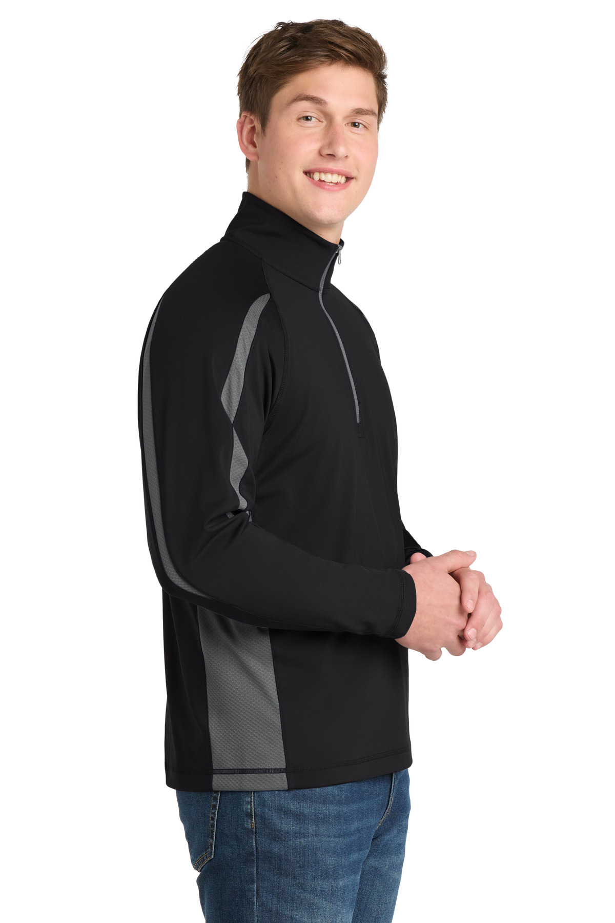 Sport-Tek Sport-Wick Stretch 1/4-Zip Colorblock Pullover. ST851, custom hoodie or sweatshirt with logo imprint 15