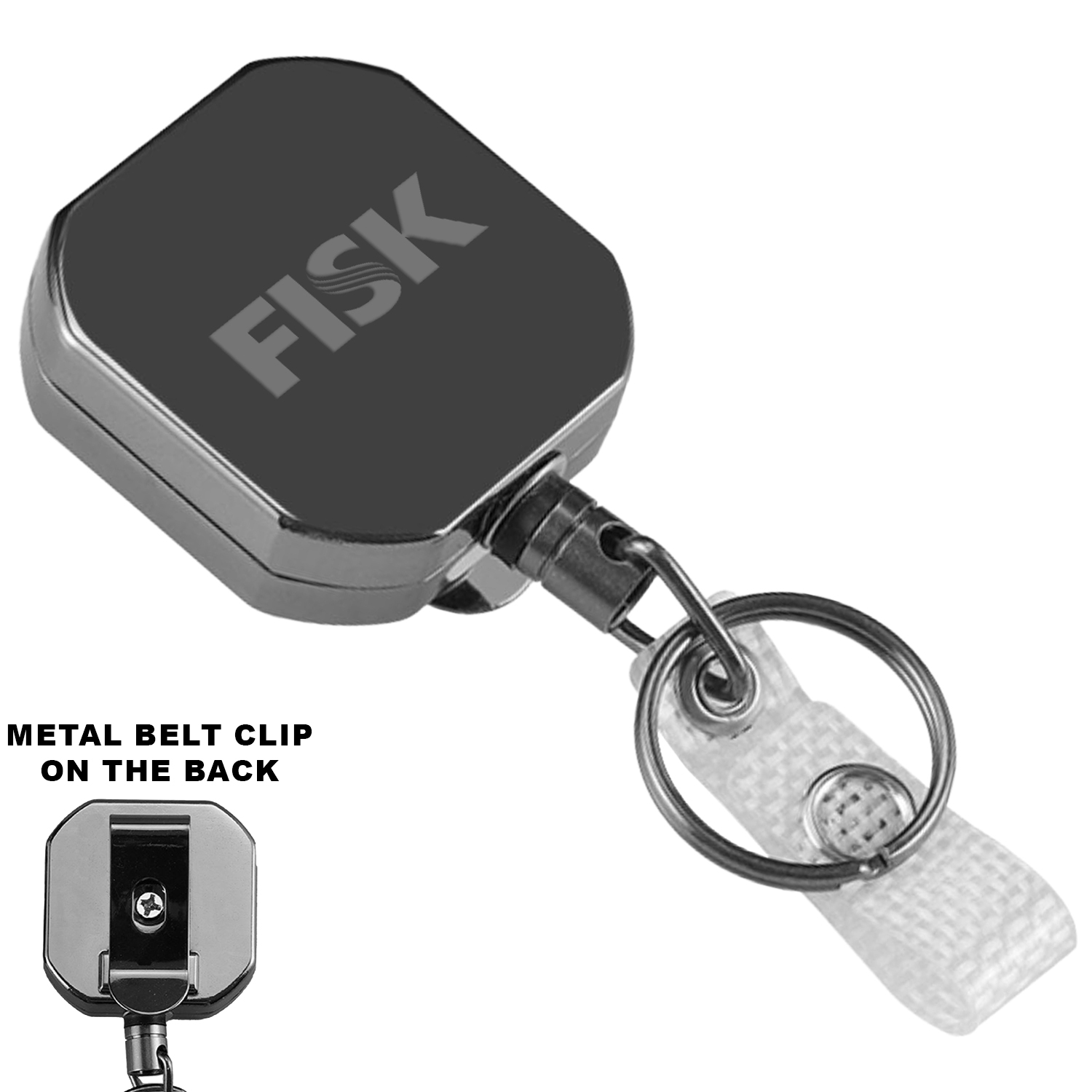 Square Heavy Duty Metal Badge Reel w/ Belt Clip 4