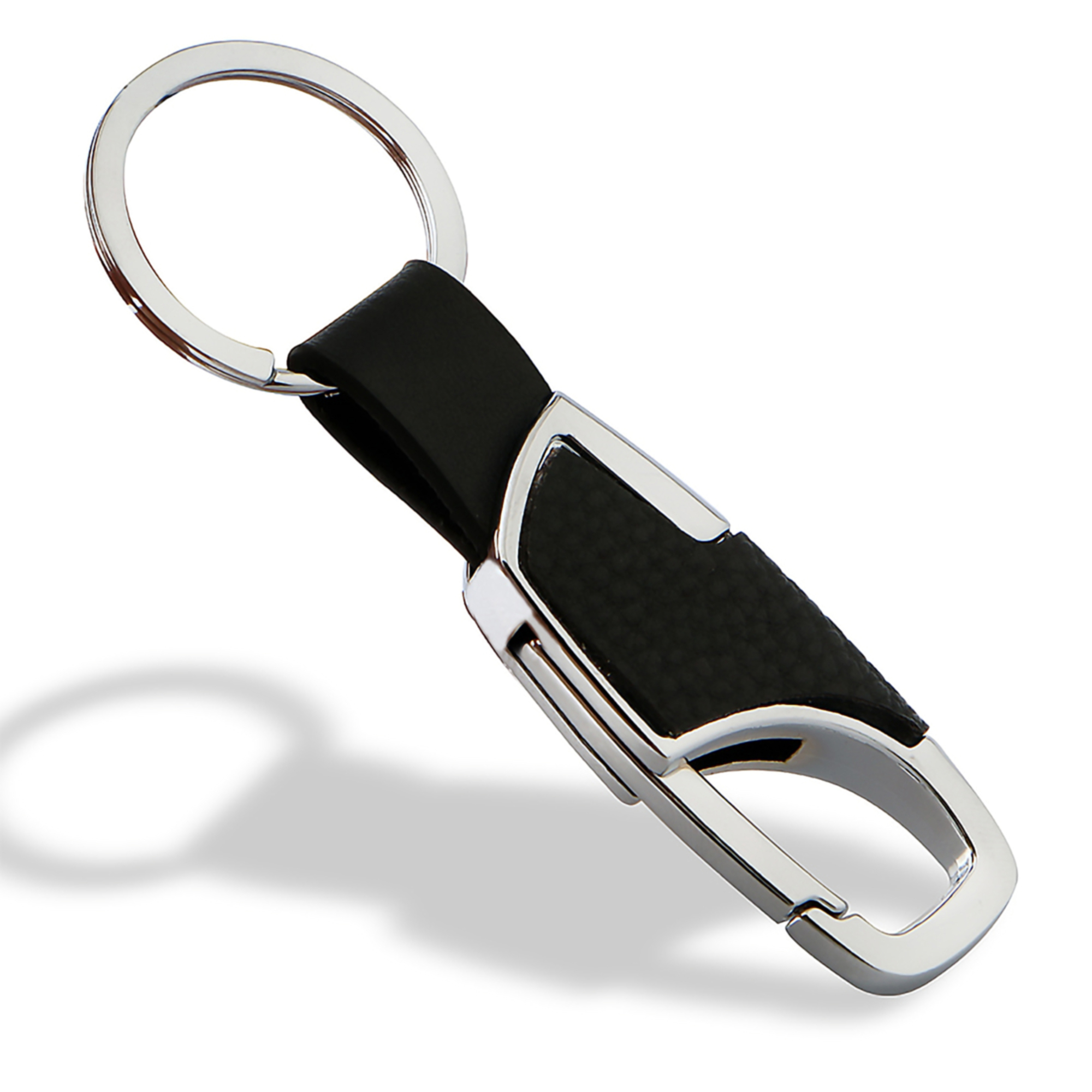 Luxury Stainless Steel and Leather Car Keychain 4