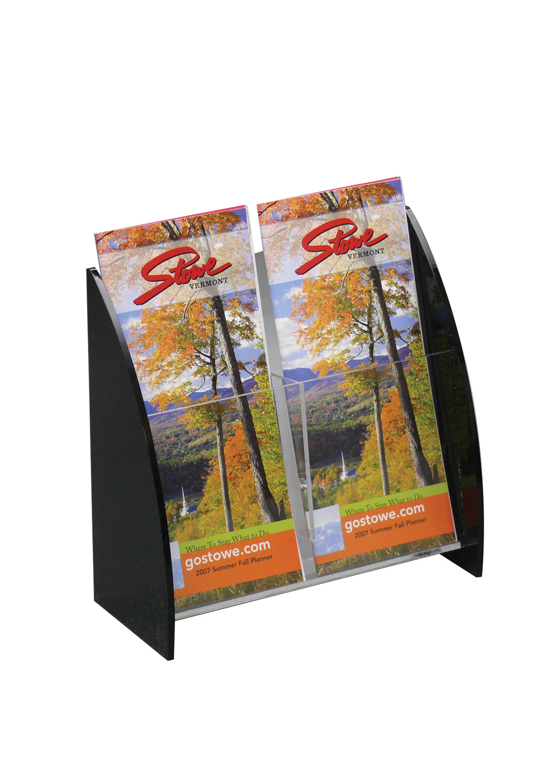 Countertop Brochure Hlder with Curved Sides 1-Tier 2-Pocket