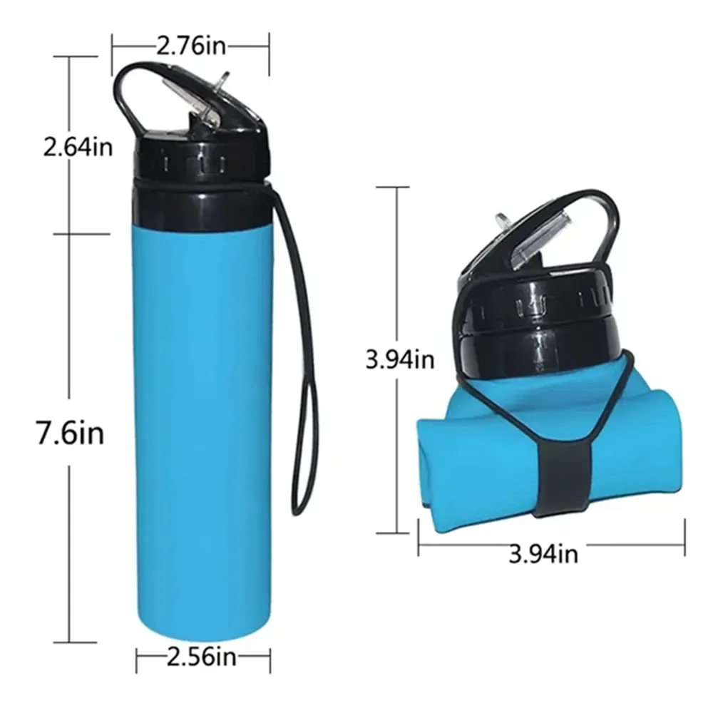 20 Oz Silicone Foldable Folding Sports Water Bottle 1