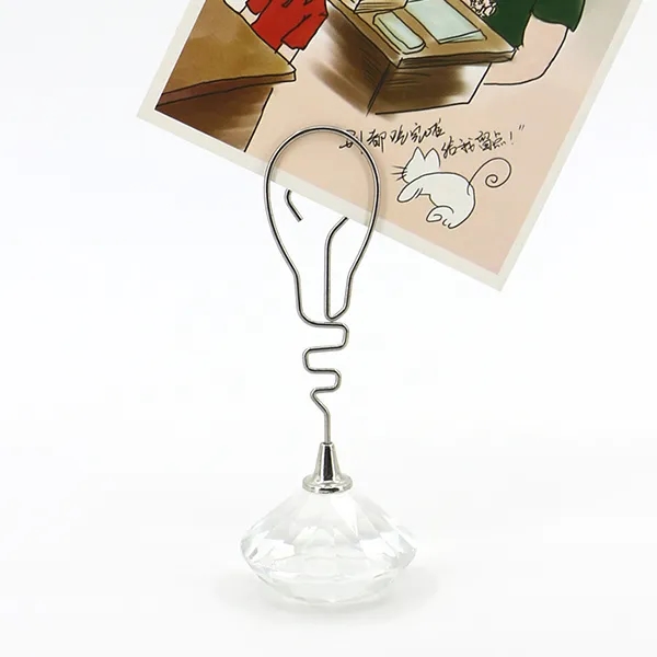 Crystal Diamond Base Place Paper Holders Clips 5