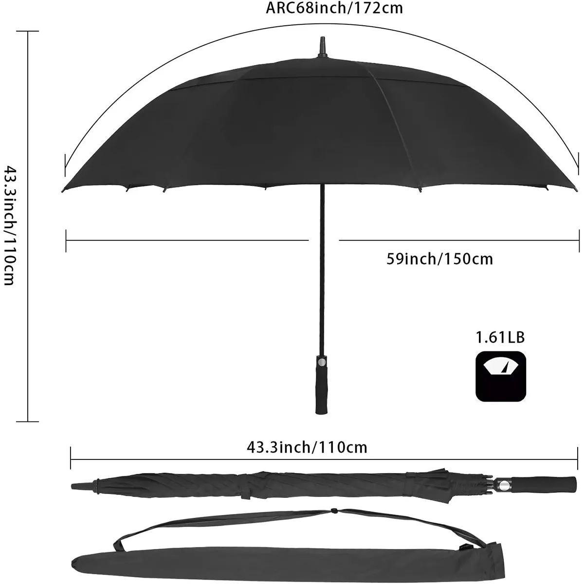 Custom 54 In Automatic Open Double Canopy Golf Umbrellas 7