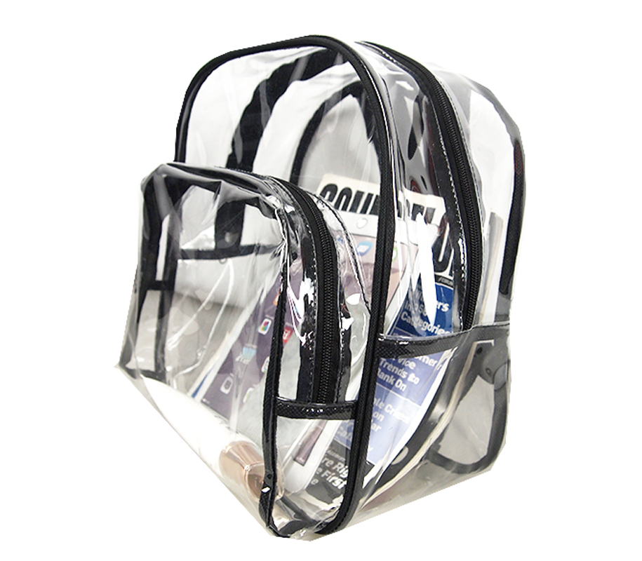 Clear Bag PVC Transparent Backpack with Soft Front Pocket 3