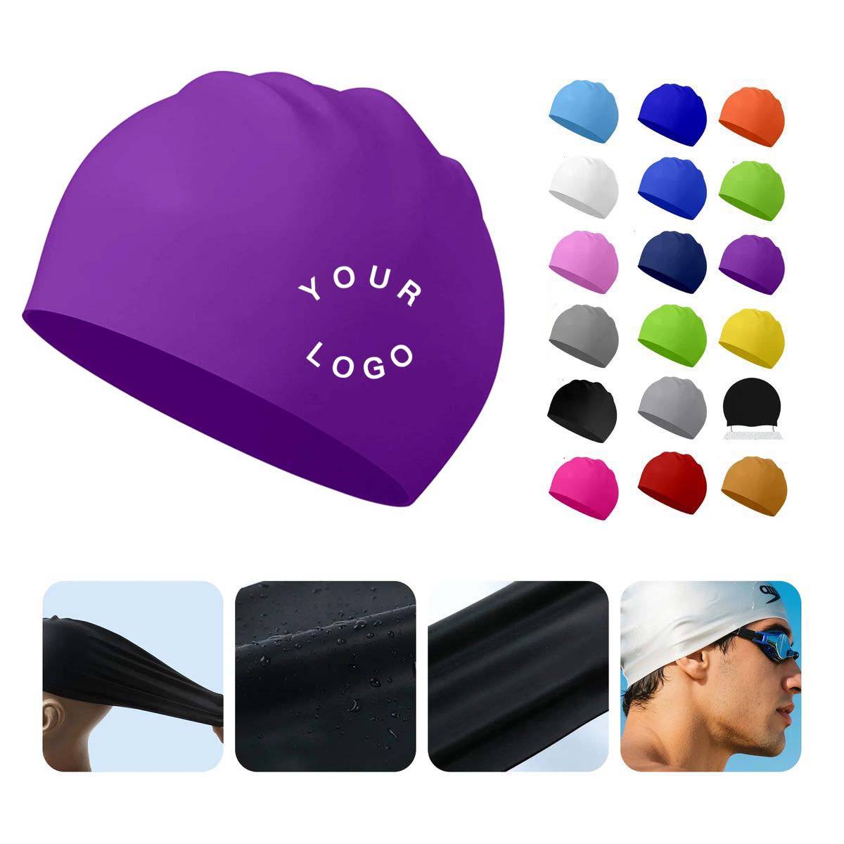 High Elastic Silicone Swim Cap for Adults 4