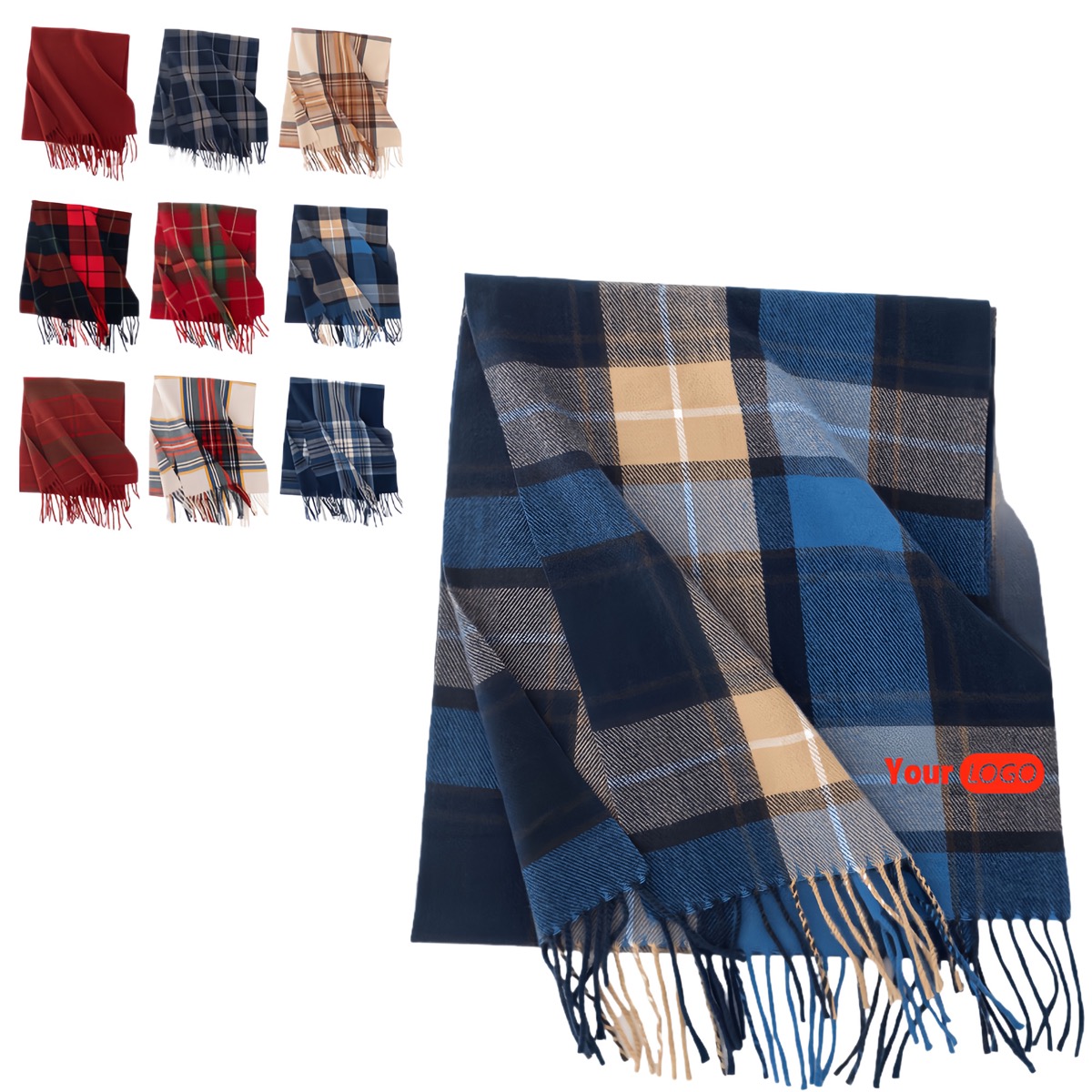 Polyester Winter Plaid Warm Scarf 2