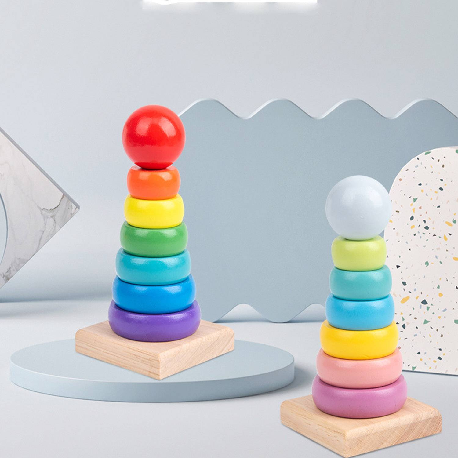 Wooden Rainbow Stacking Tower 3