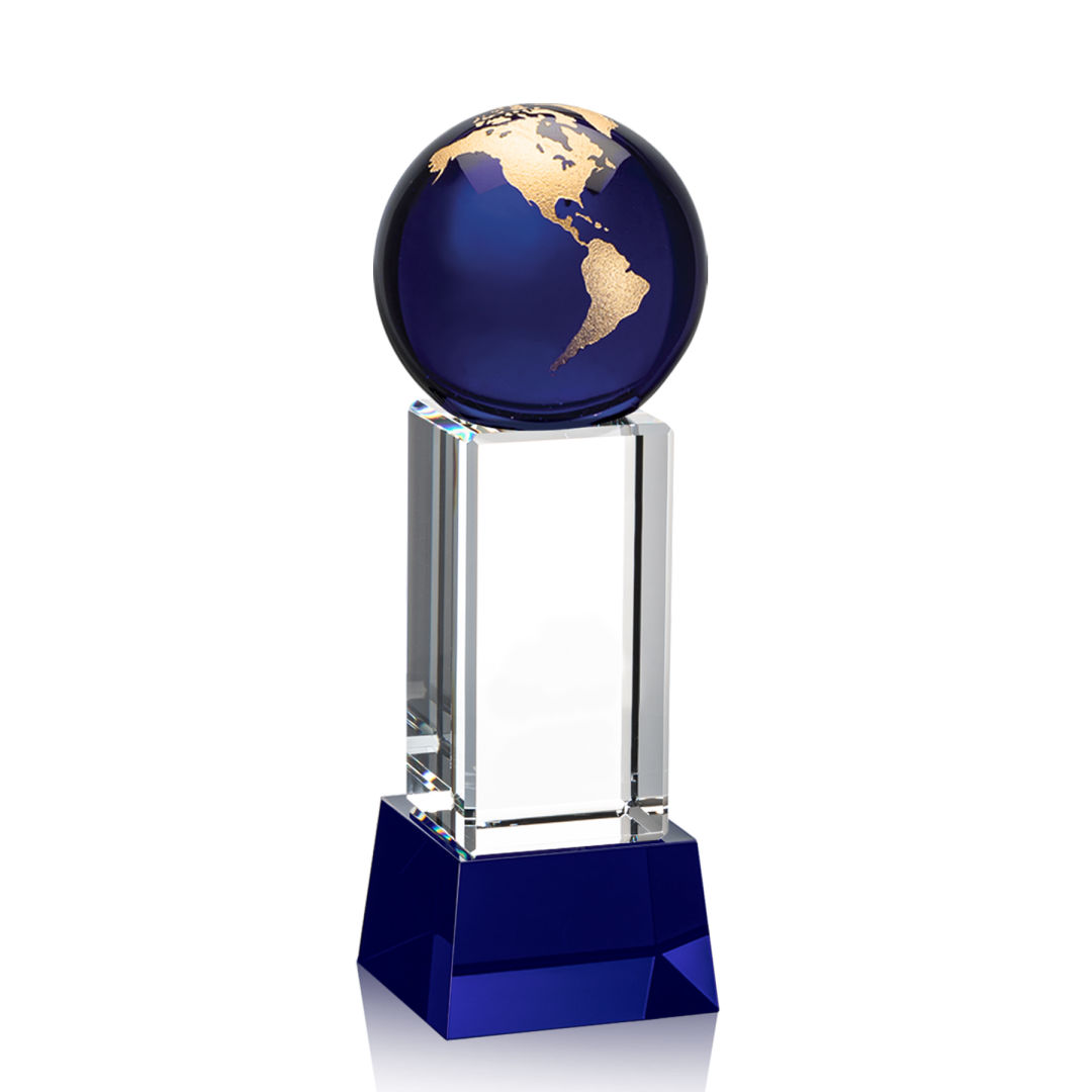 Luz Globe Award on Base - Blue/Gold 7