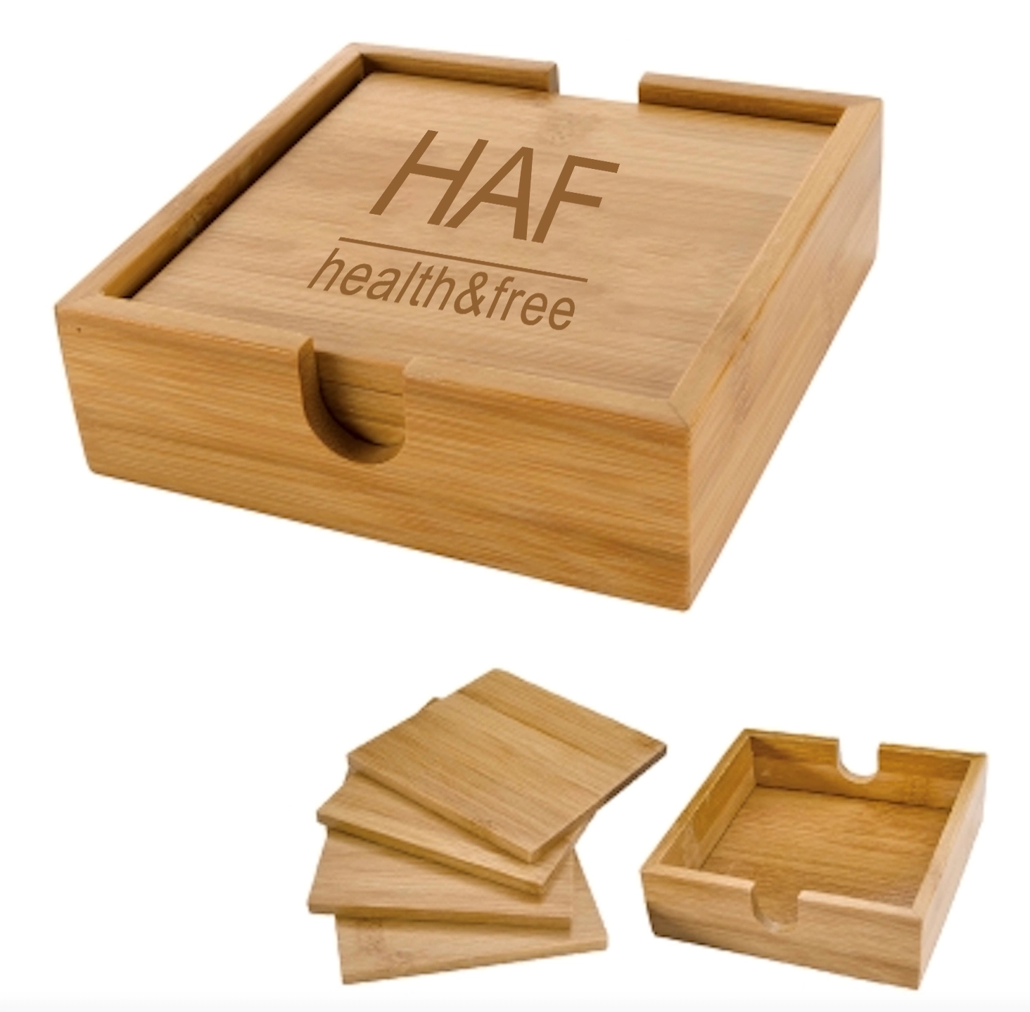 4-Piece Bamboo Coaster Set With Stand 4