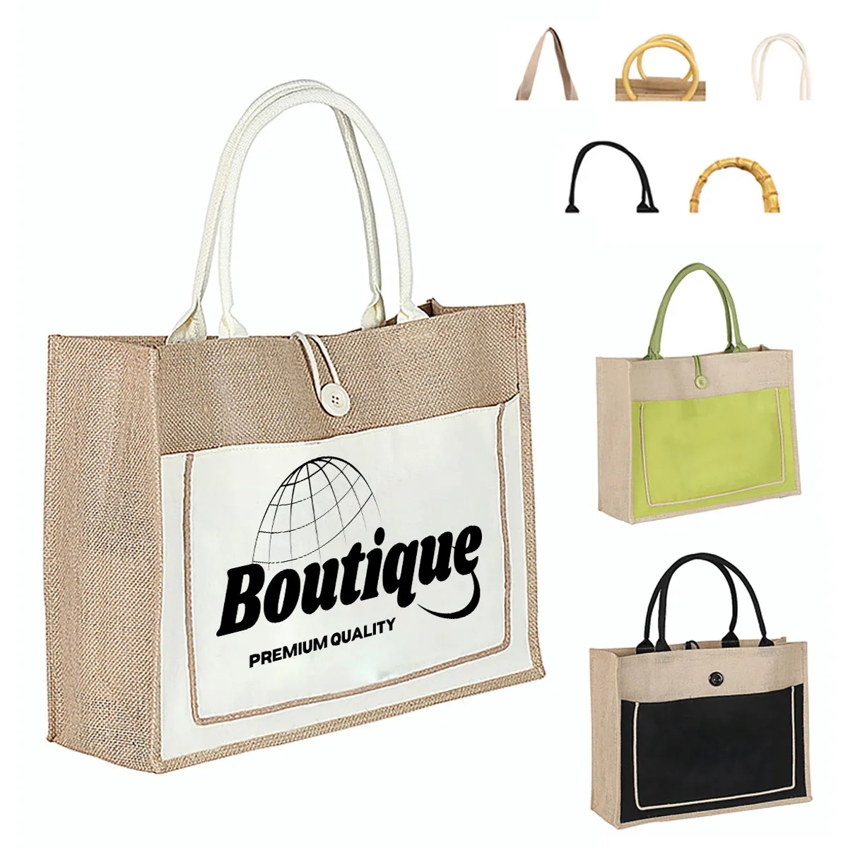 Jute Laminated Purse Gift Shopping Coarse Linen Handbag, custom tote bag with logo imprint 2