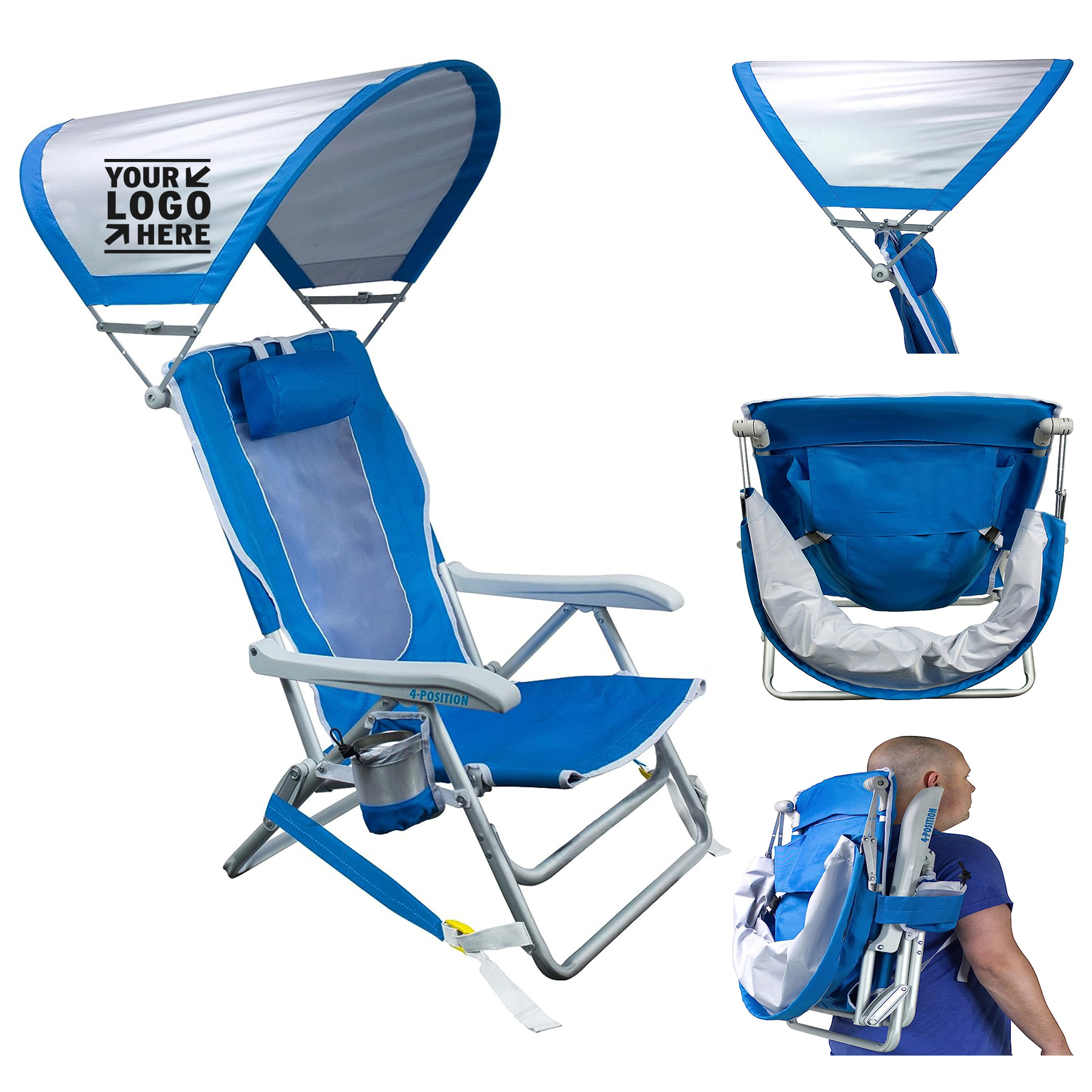 Portable Outdoor Waterside SunShade Backpack Beach Chair
 2