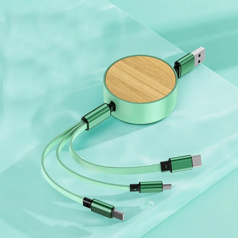 Bamboo Retractable Charging Cable 3