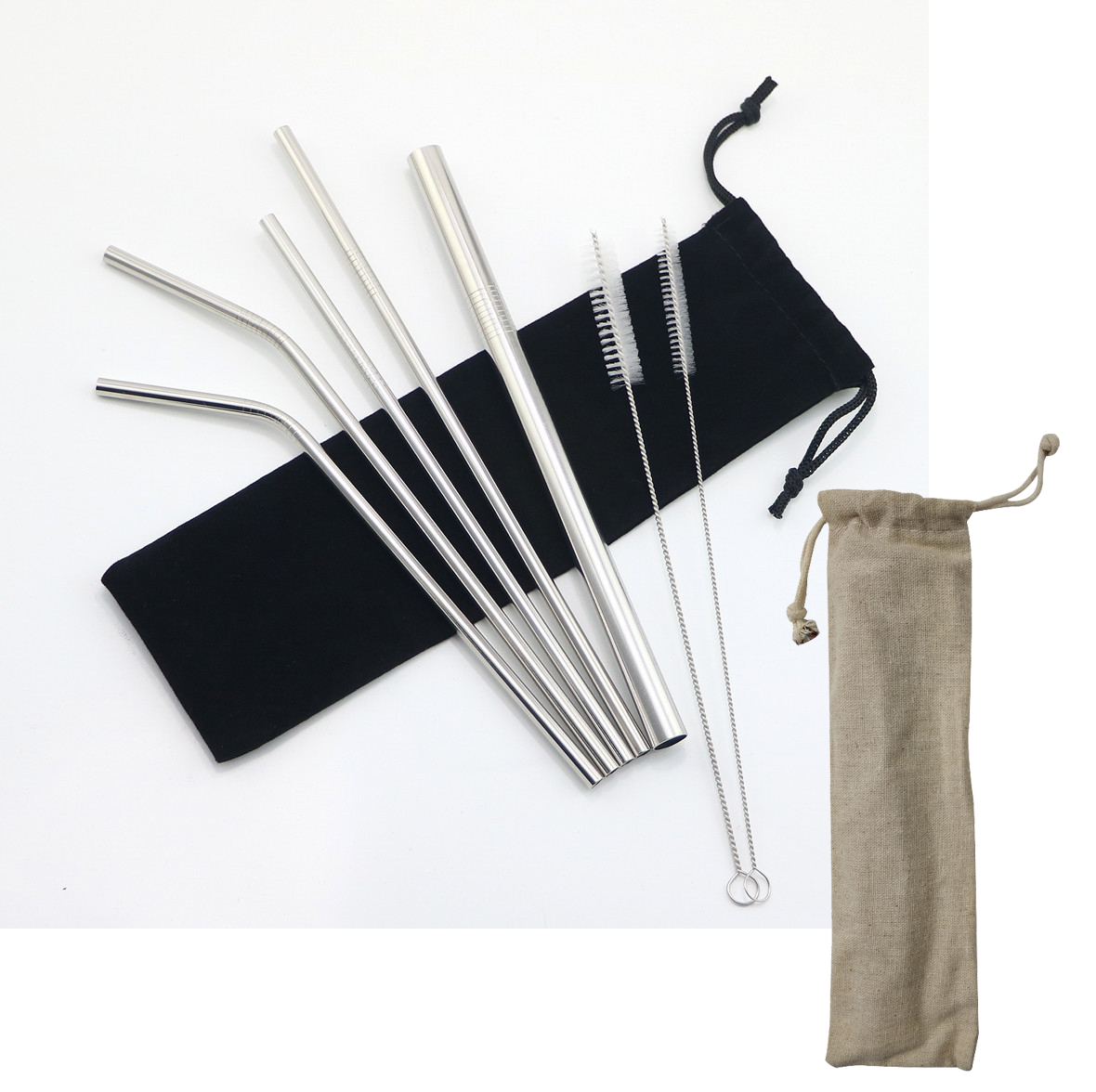 304 Stainless Steel Straight/Curved Resuable Straw/Pipe 2