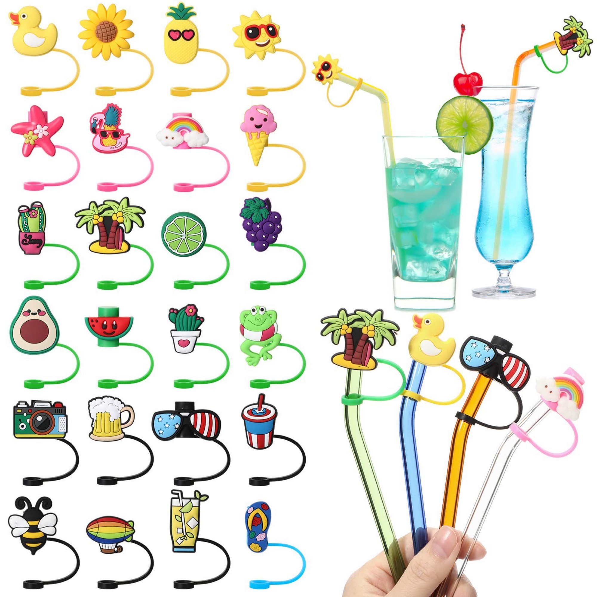 3D Dust Straw Topper Cover Pipe Cap Charm 3