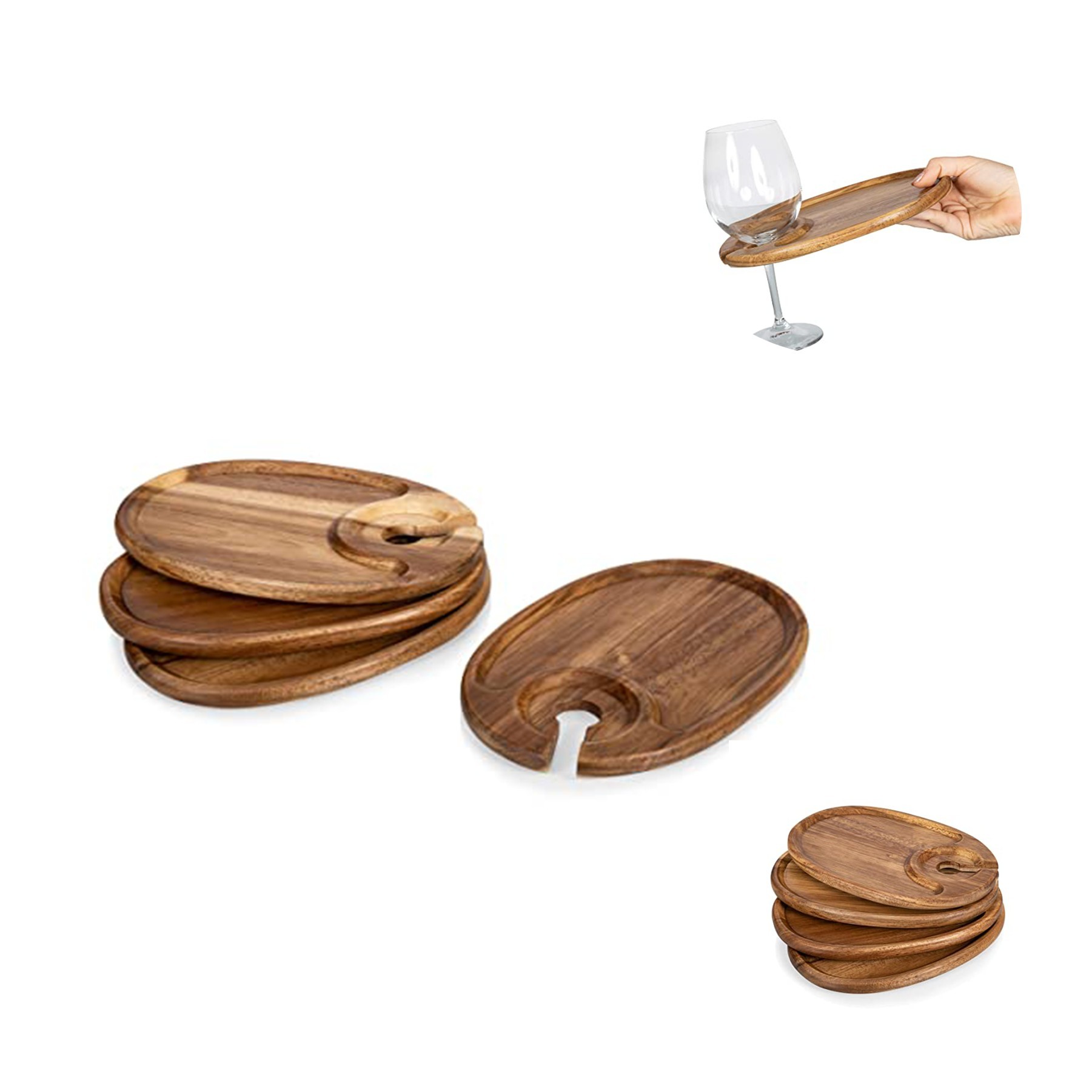 Cheese Board with Wine Holder and Glass Holder 3