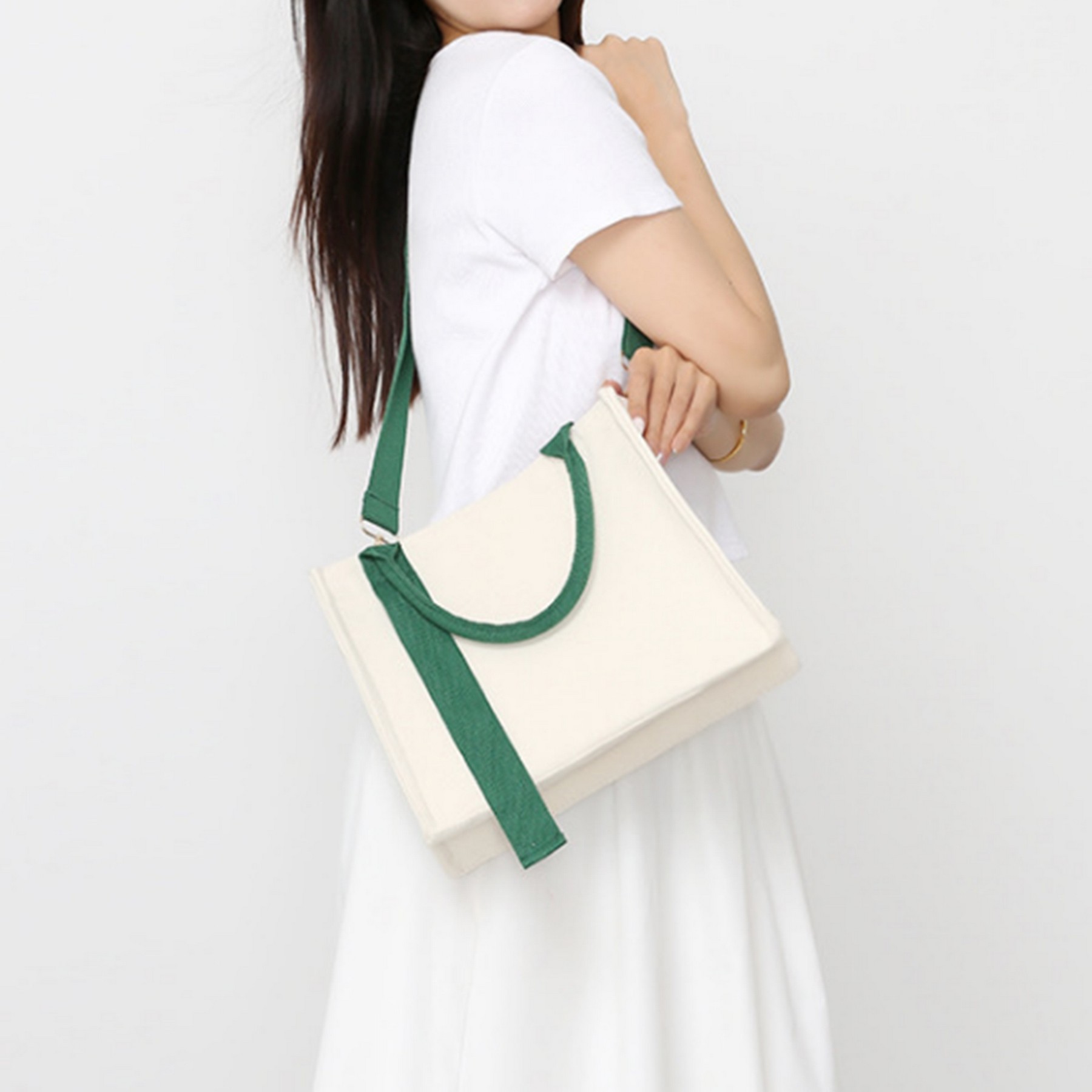 Canvas Tote Bag with Multi Pockets, custom tote bag with logo imprint 2
