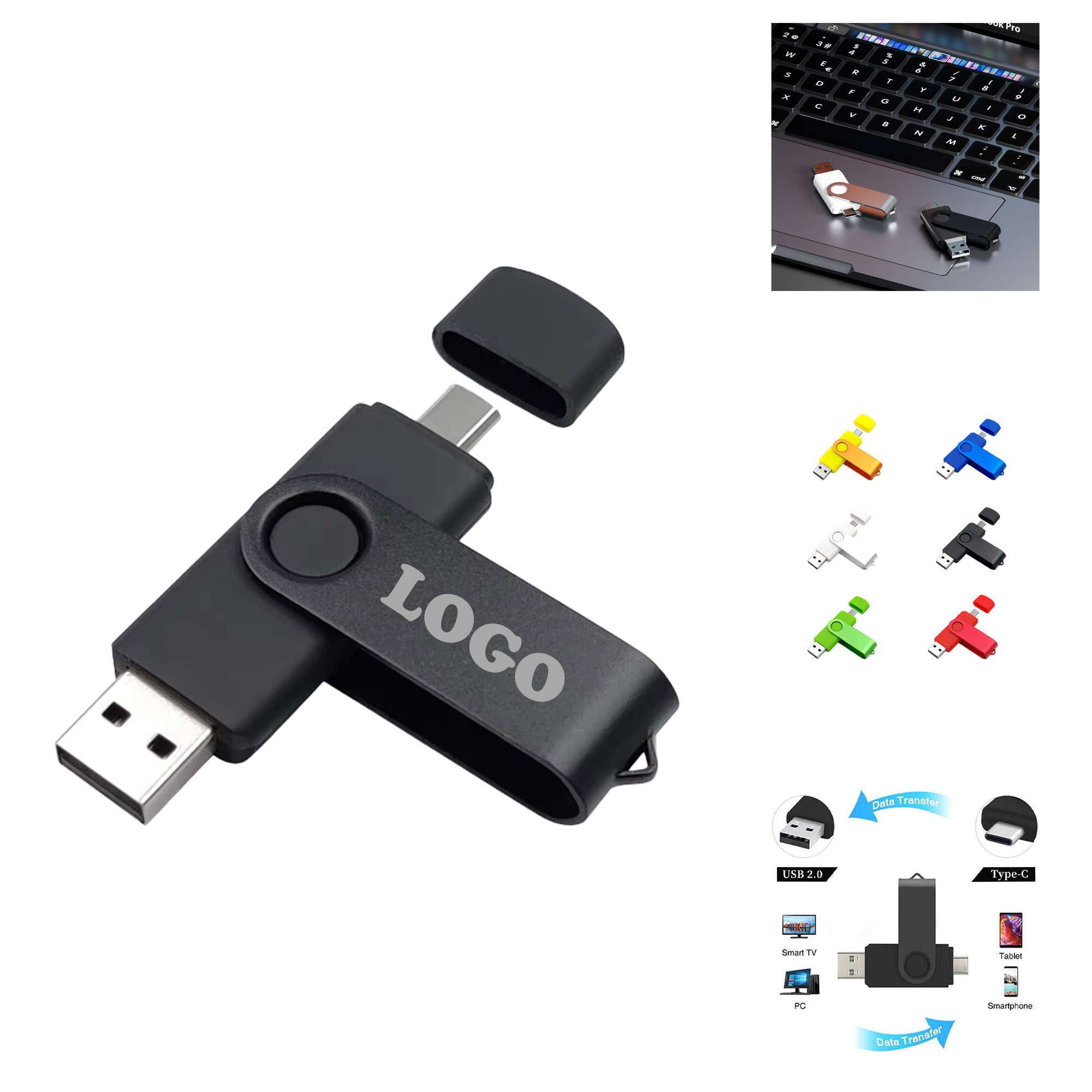 MOQ 30 pcs 32GB Reversible USB Memory Stick 4