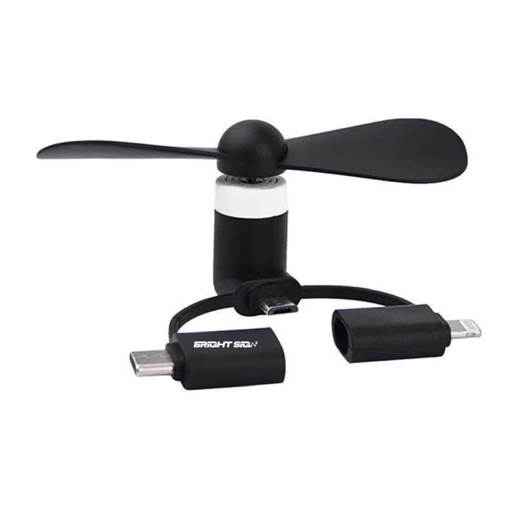 3-in-1 Mini Smartphone Fan Lightning, USB-C, Micro USB Compatible 1
