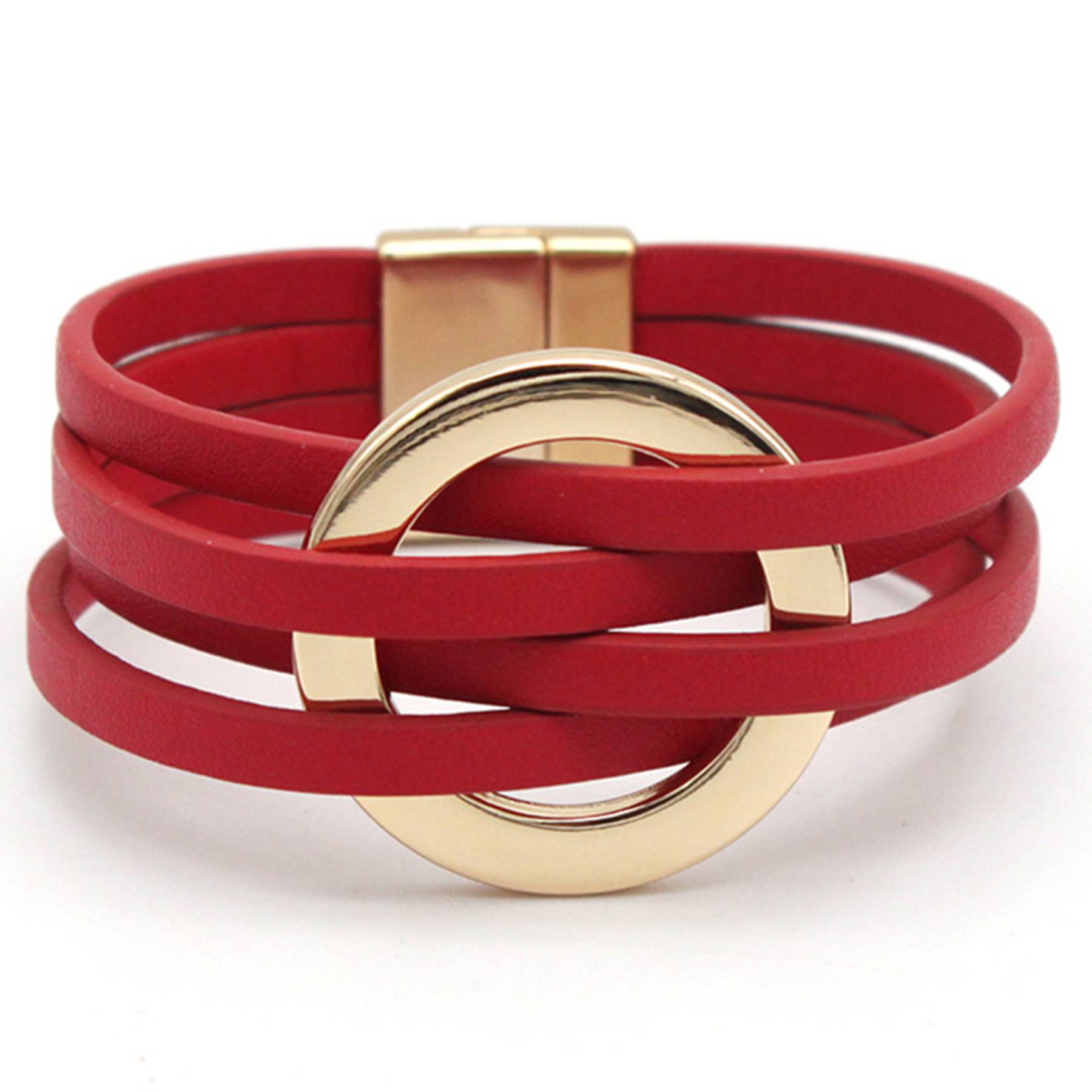 PU Multi-layered wristband, large ring cuff bracelet 9