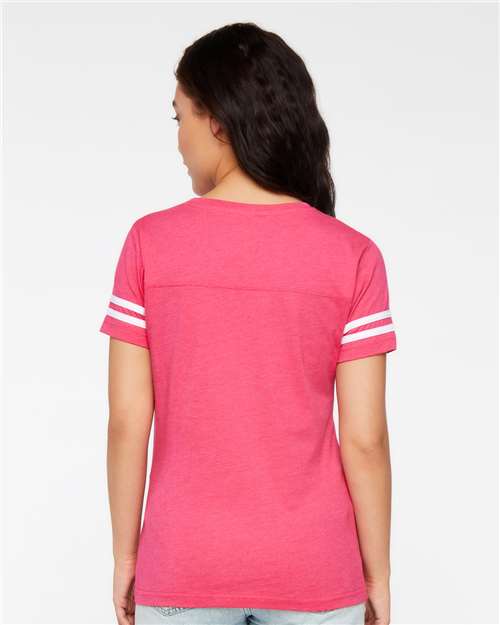 Women's Football V-Neck Fine Jersey Tee - 3537 26