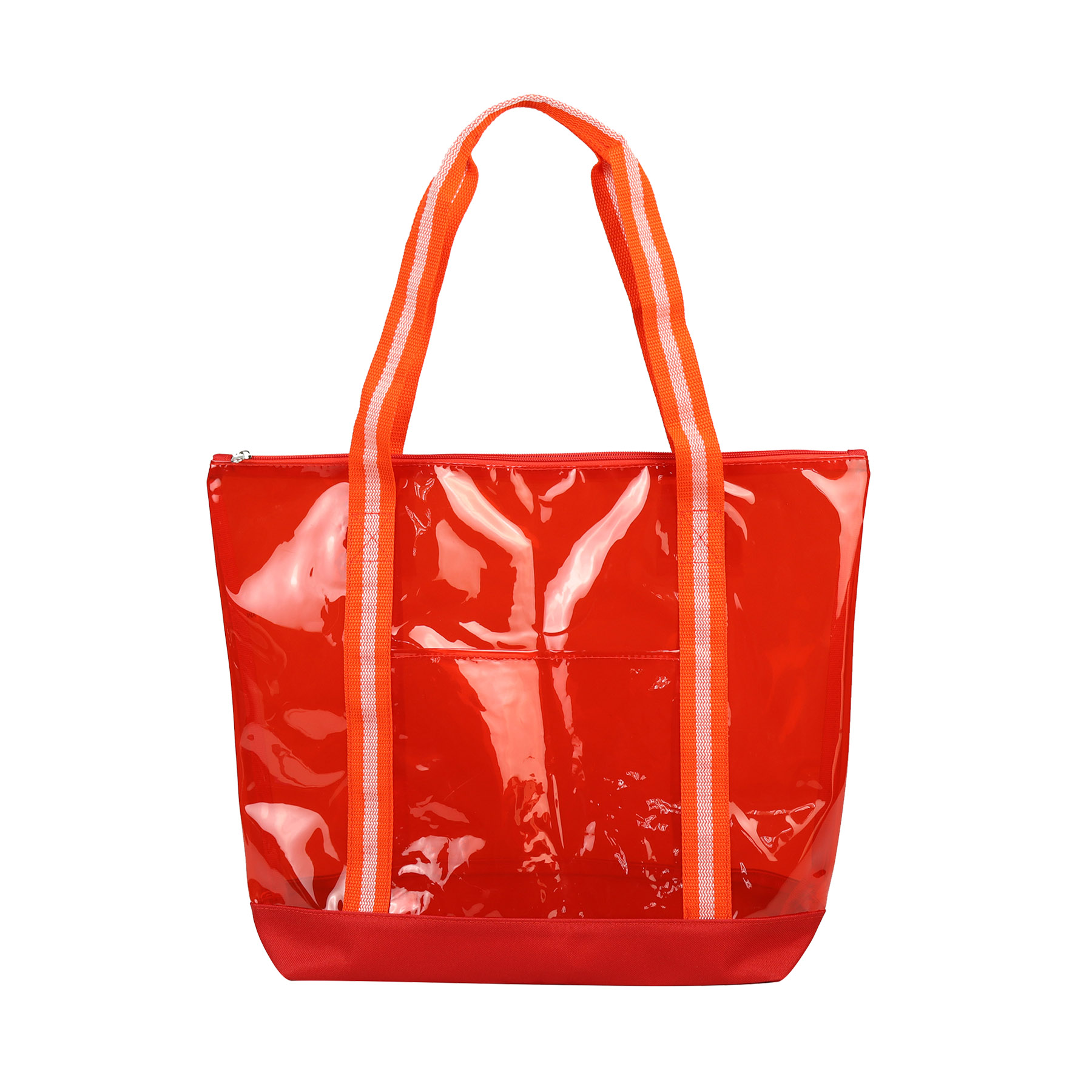Clear Zipper Striped Tote bag 8