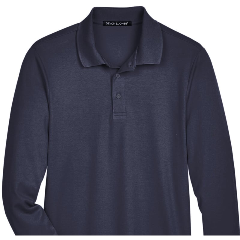 Devon & Jones CrownLux Performance™ Men's Plaited Long Sleeve Polo 3