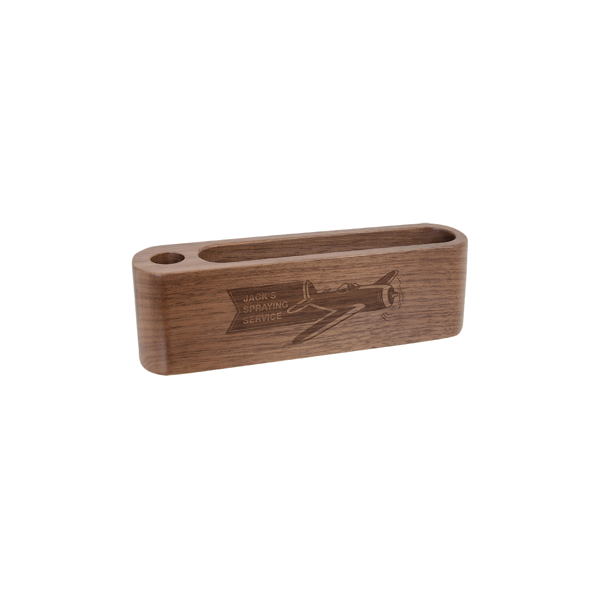 5" Walnut Business Card/Pen Holder