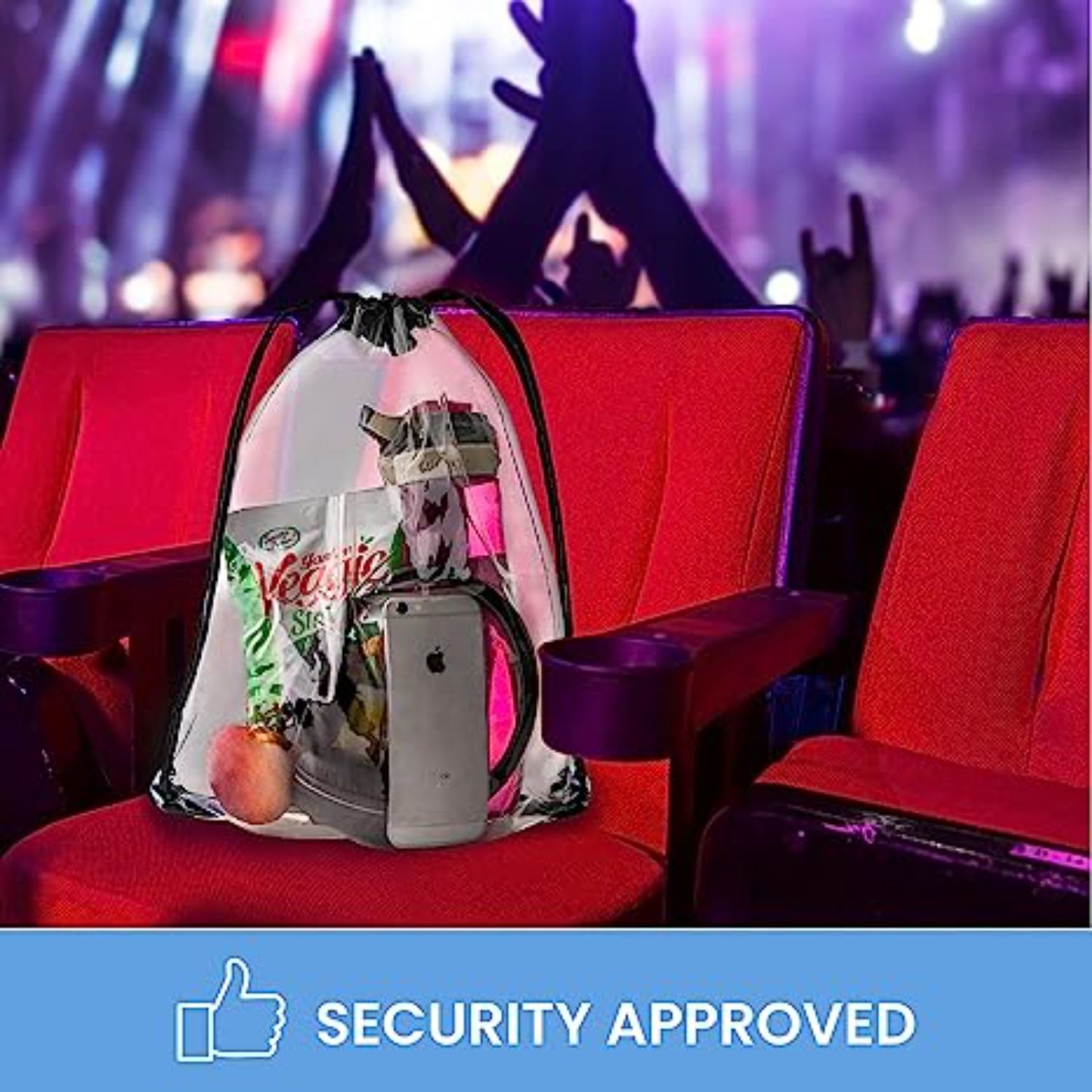 Stadium Approved Cinch Sacks Bag Clear PVC Drawstring Backpack 2