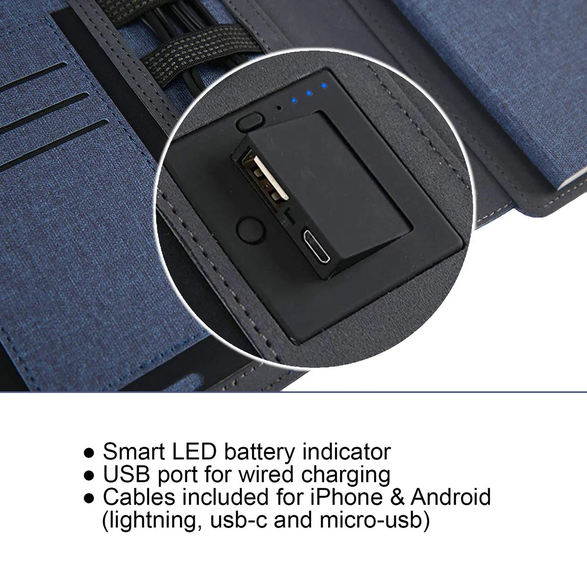 8000mAh Business Padfolio With Wireless Charge and USB 4