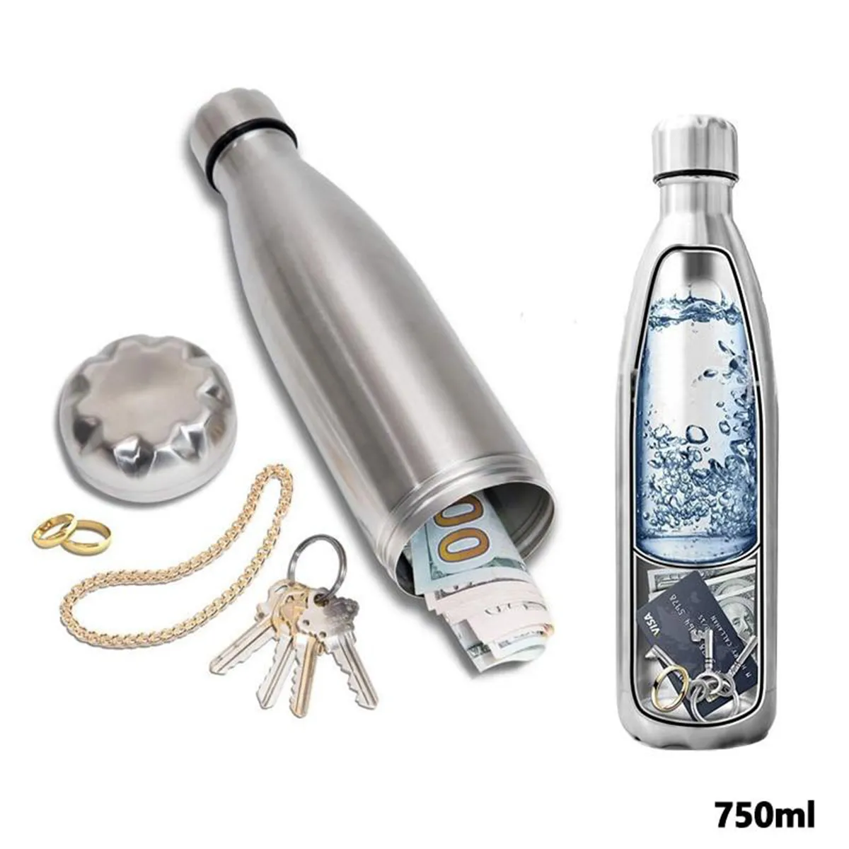 750ML Convenient Private Safety Money Box Water Bottle 2