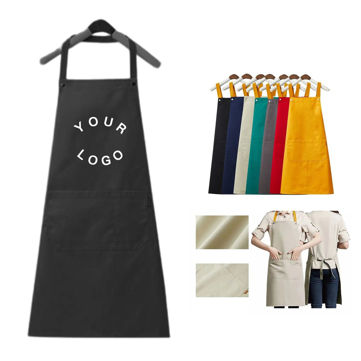 Canvas Apron with Front Storage Pockets 7