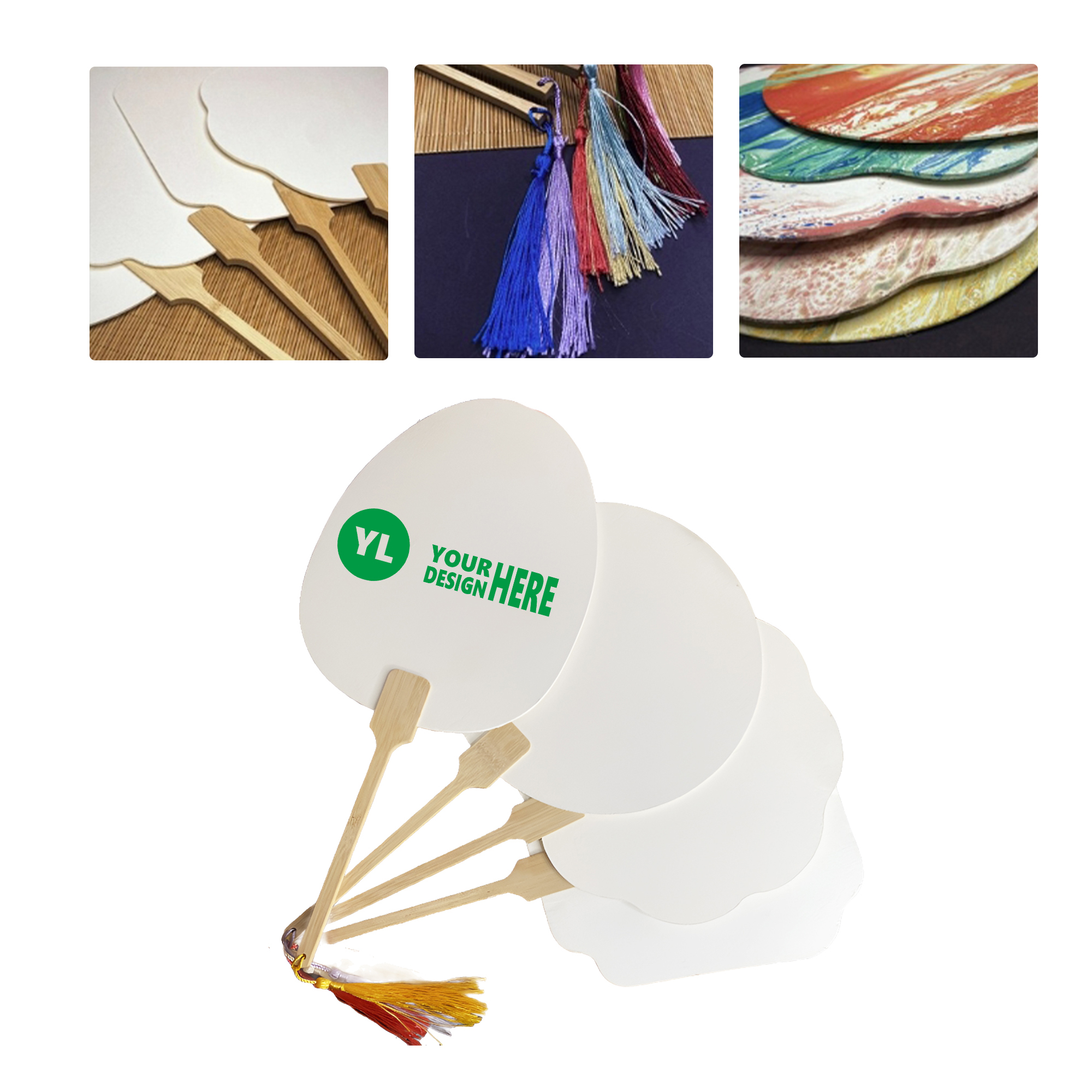 MOQ50 Personalized Blank Fan For Crafting And DIY Projects 2
