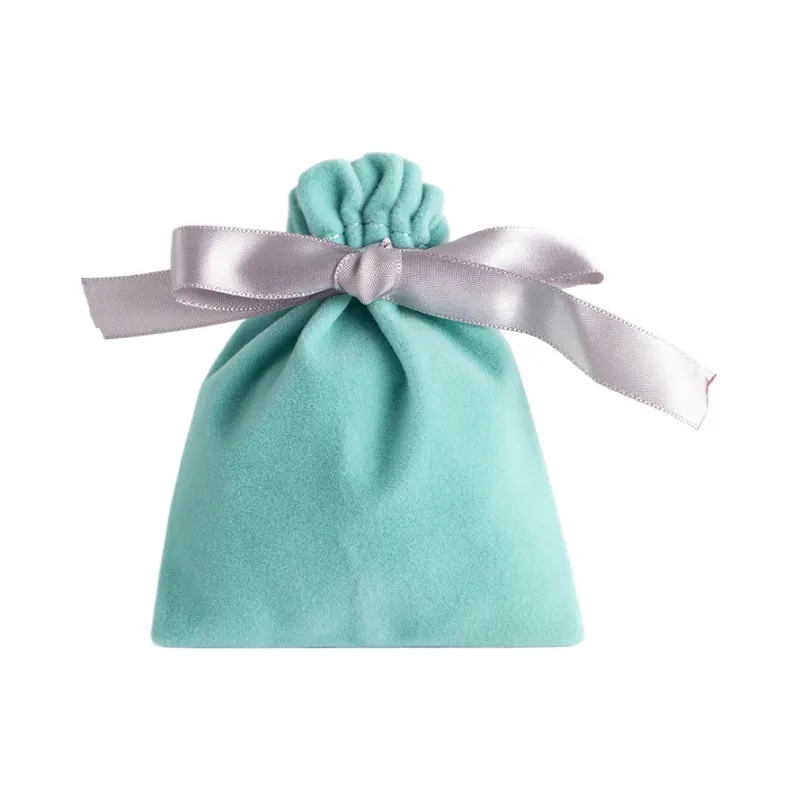Velvet Drawstring Bag With Bowknot Ribbon 2