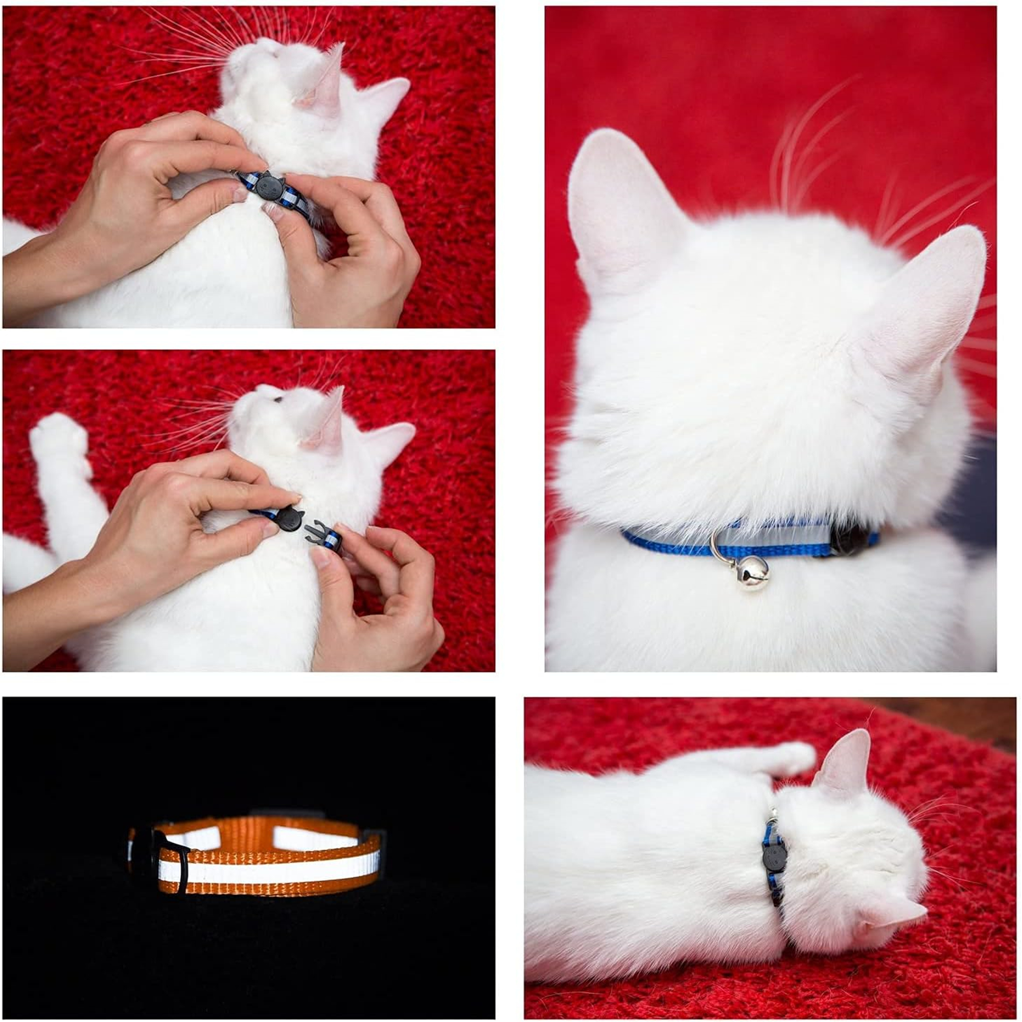 Mixed Colors Reflective Cat Collar With Bell 2