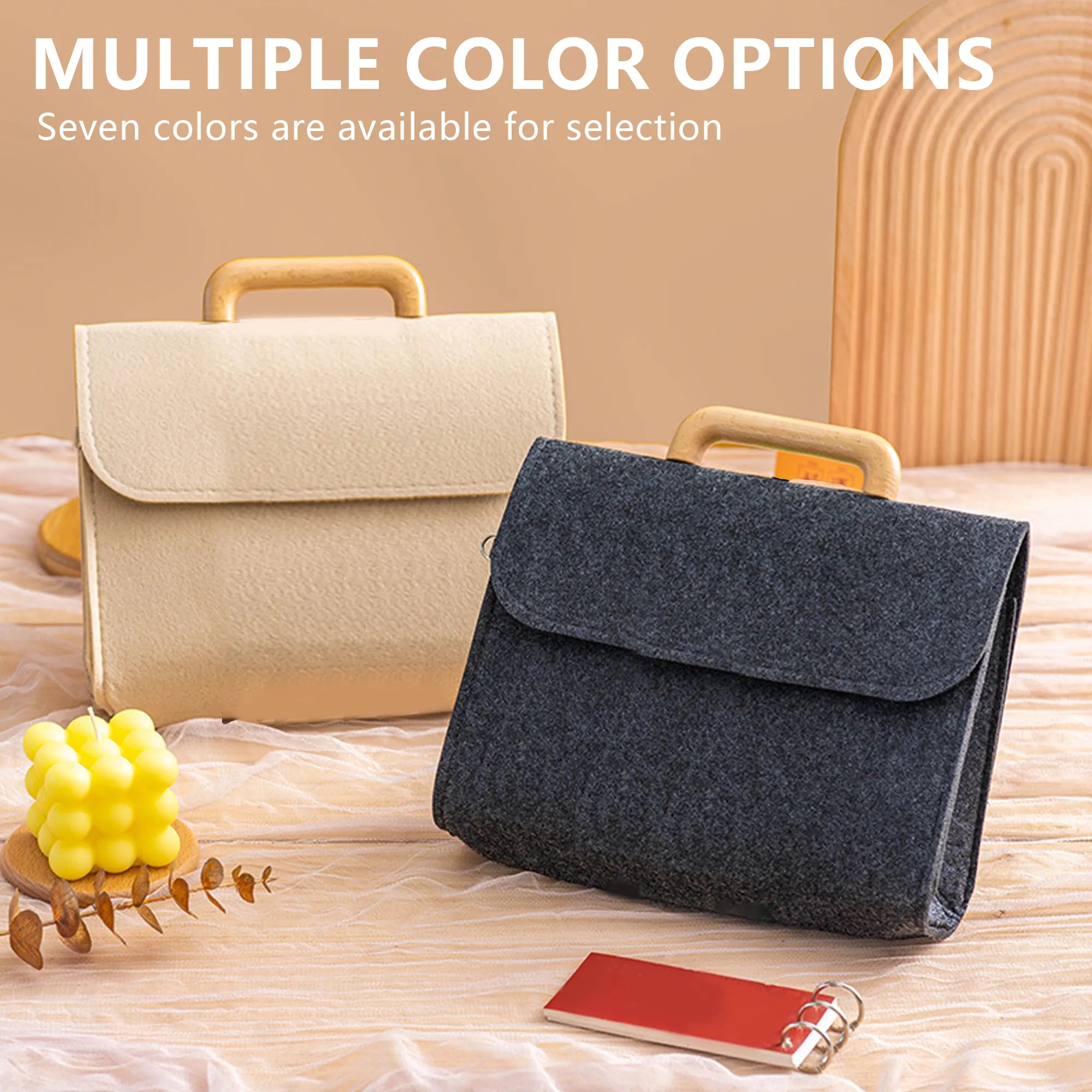 Felt Tote Bag With Wooden Handles 7