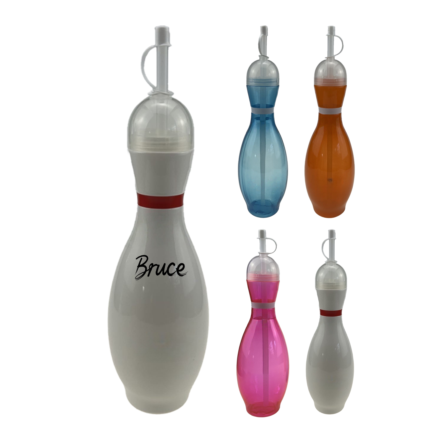 25oz PVC Bowling Shape Straw Beverage Bottle 1