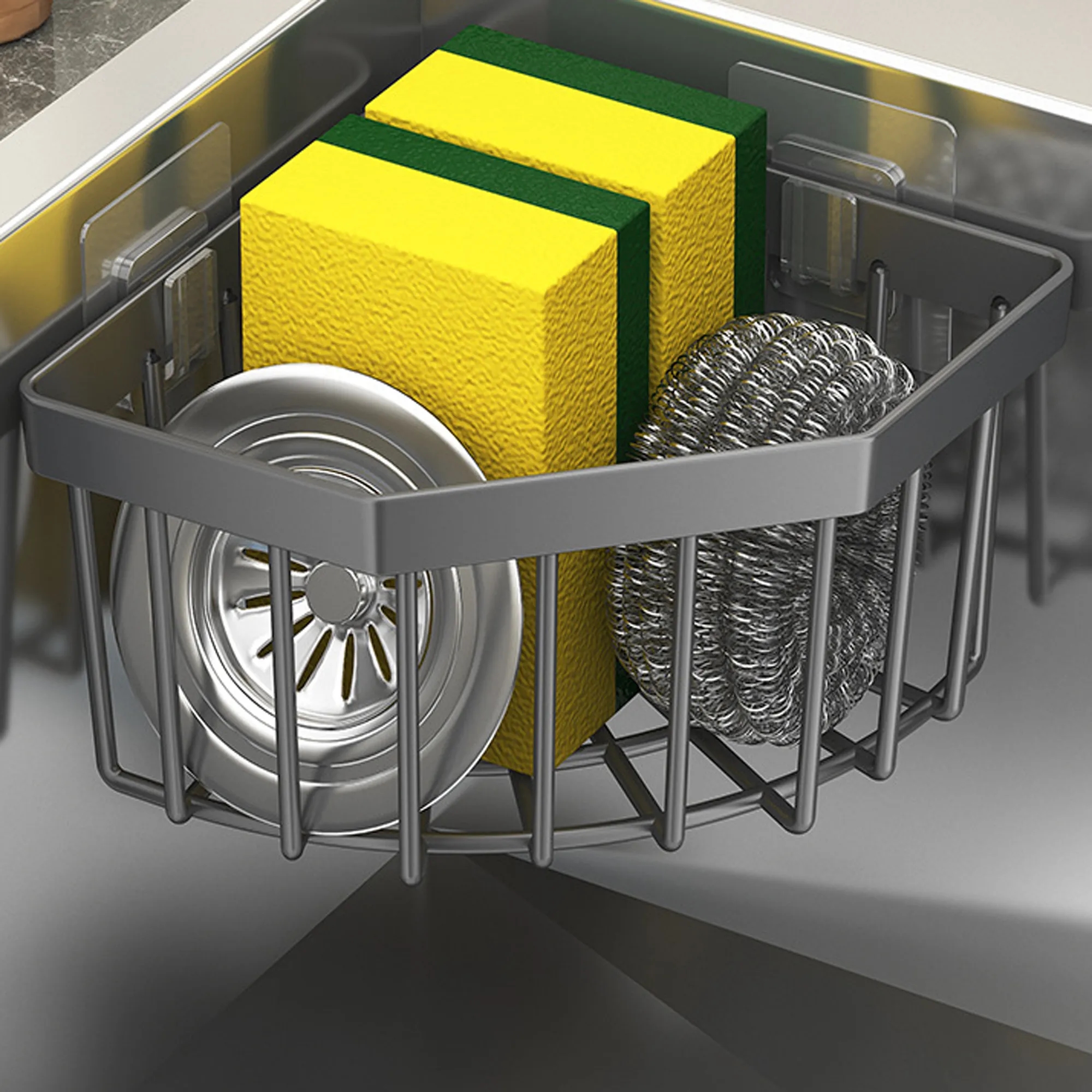 Corner Sponge Organizer For Kitchen Sink 4