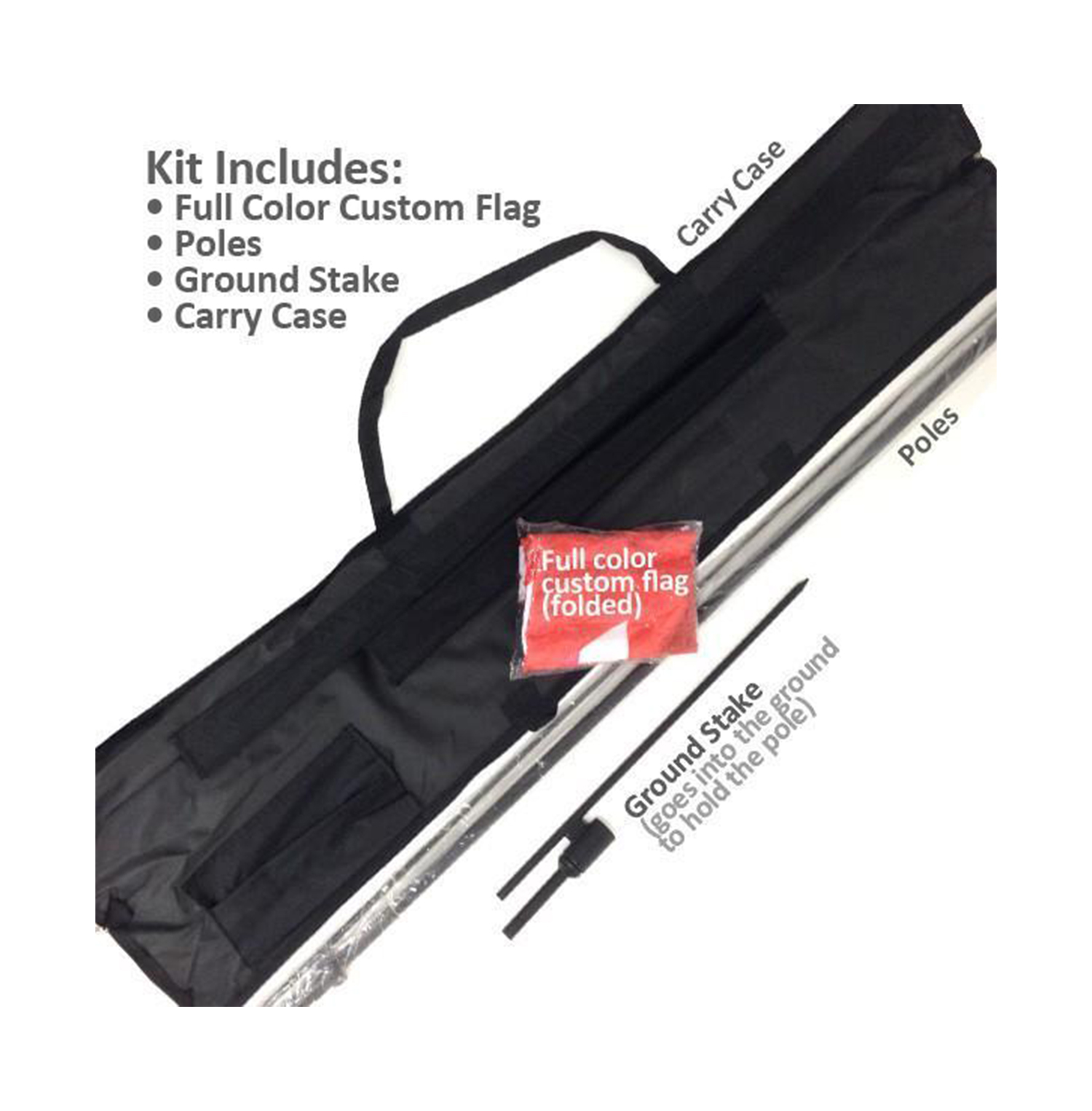 15' Teardrop Flag Kit w/ Poles Ground Stake and Carry Case