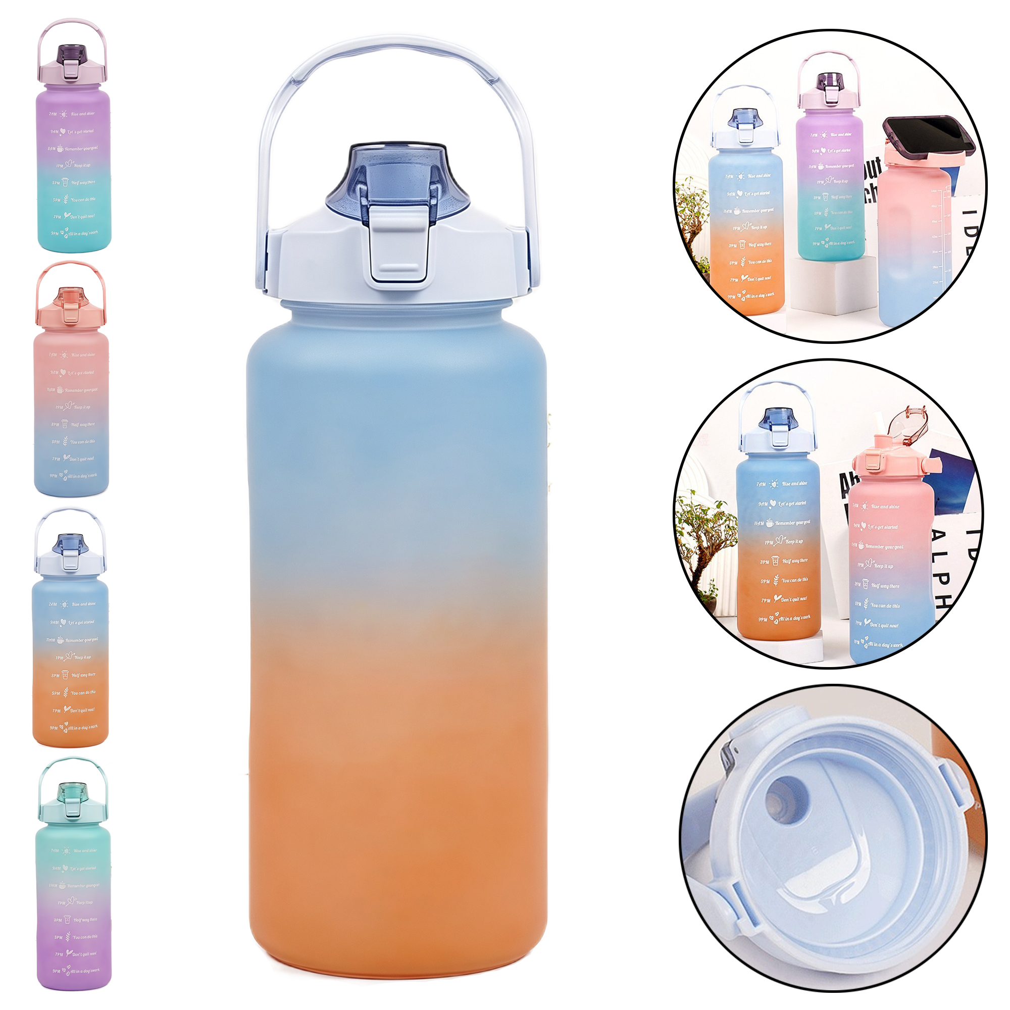 2L Gradient Plastic Water Bottle - Large Capacity 4