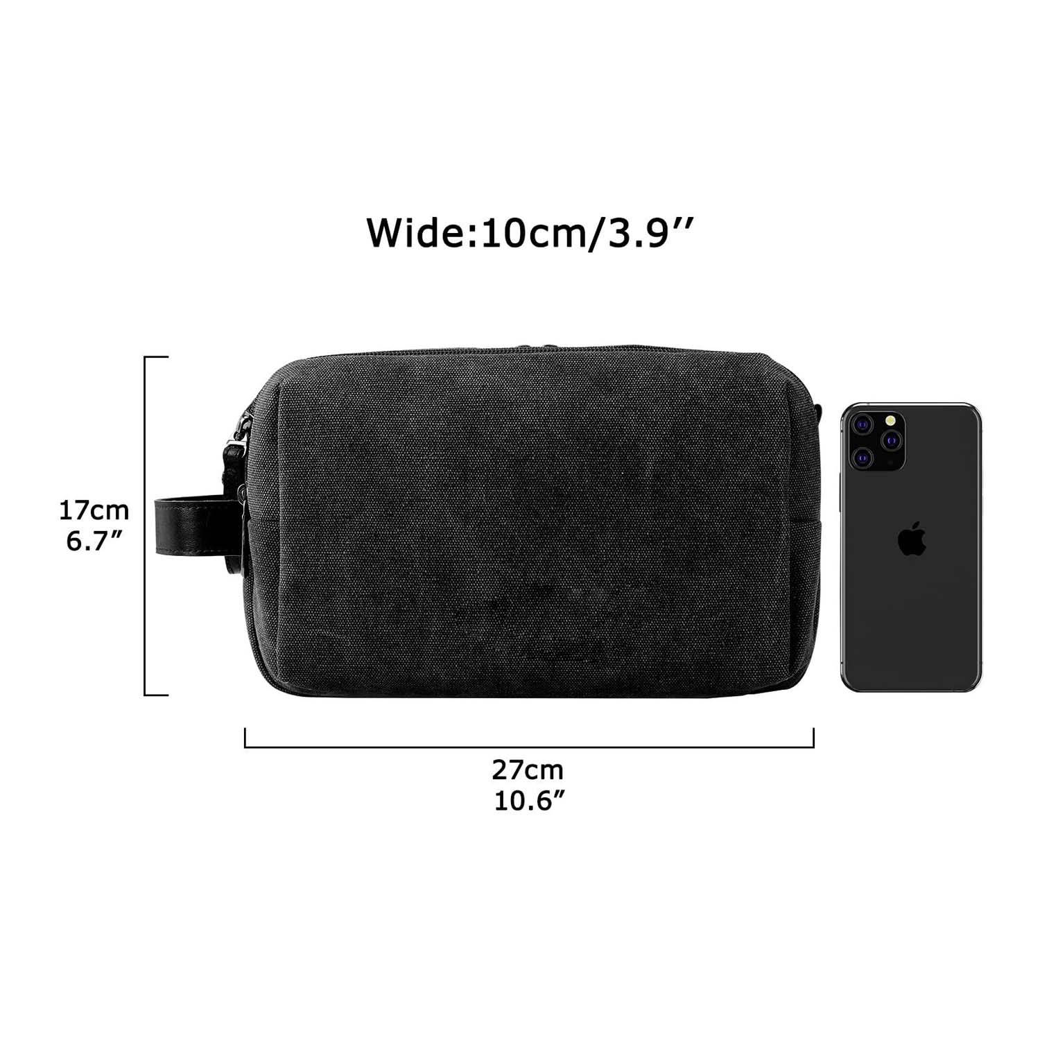 Double Zipper Canvas Travel Toiletries Storage Bag 8
