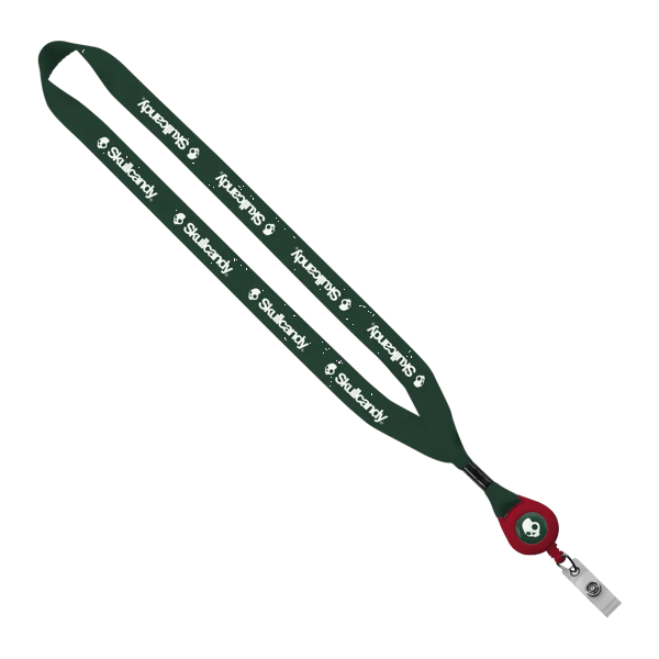3/4" Polyester Lanyard with Metal Crimp & Retractable Badge Reel 261