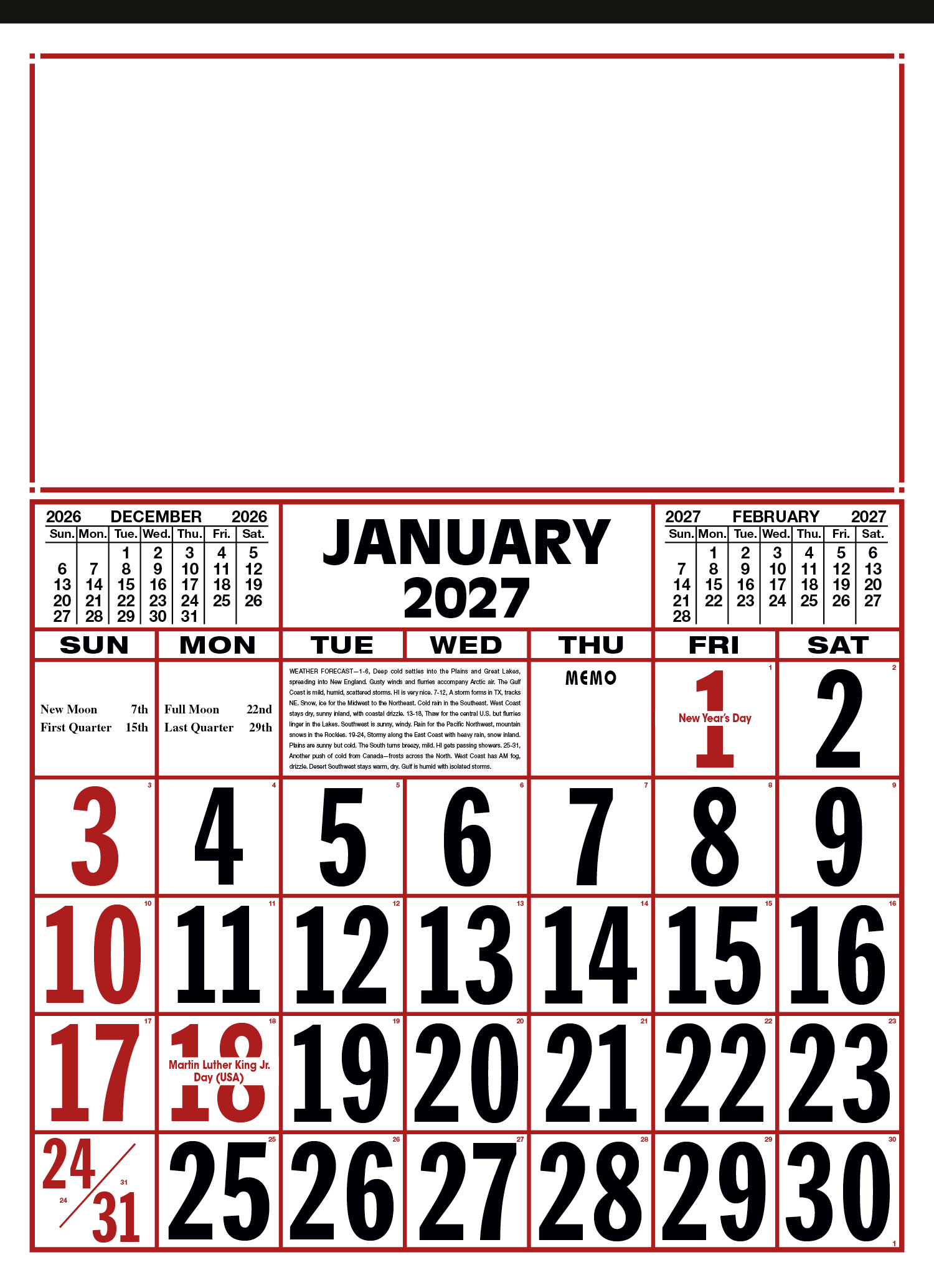 Skinner & Kennedy® Commercial 12-Sheet Calendar 10