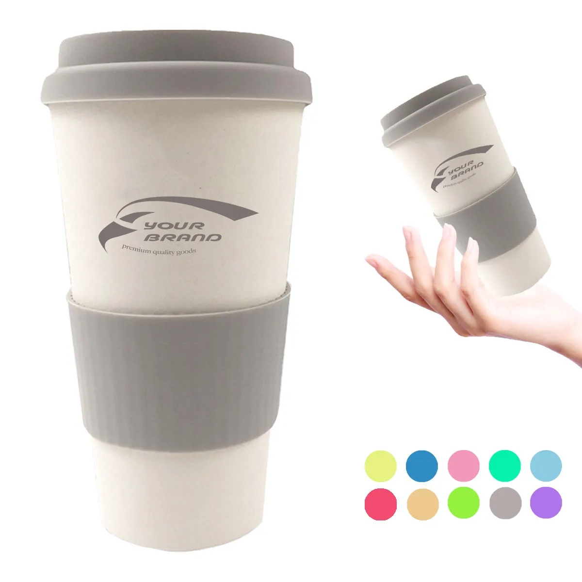 Eco-Friendly Bamboo Fiber Coffee Cup with Silicone Sleeve 1