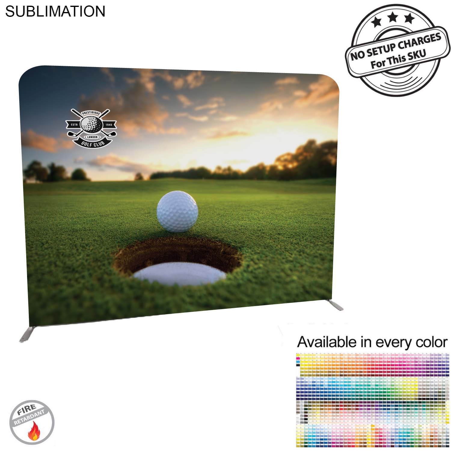 Golf Tournament 8'W x 8'H EuroFit Tension Fabric Straight Wall Display Kit, Double Sided Graphics 6