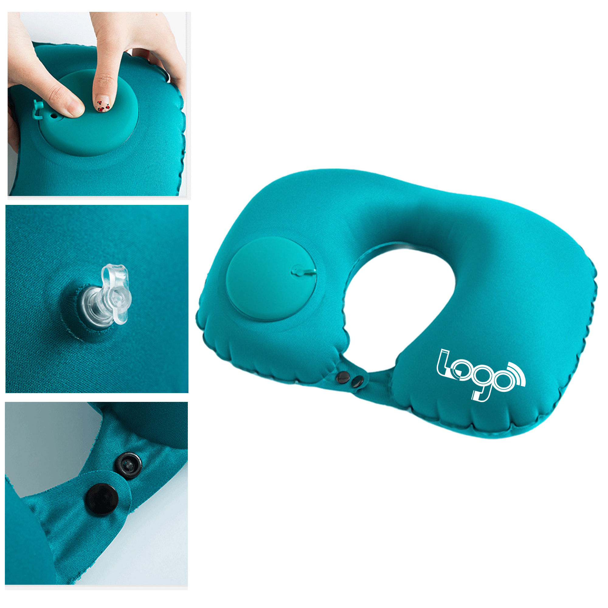 Press-to-Inflate U-Shaped Travel Pillow for Neck Support 2