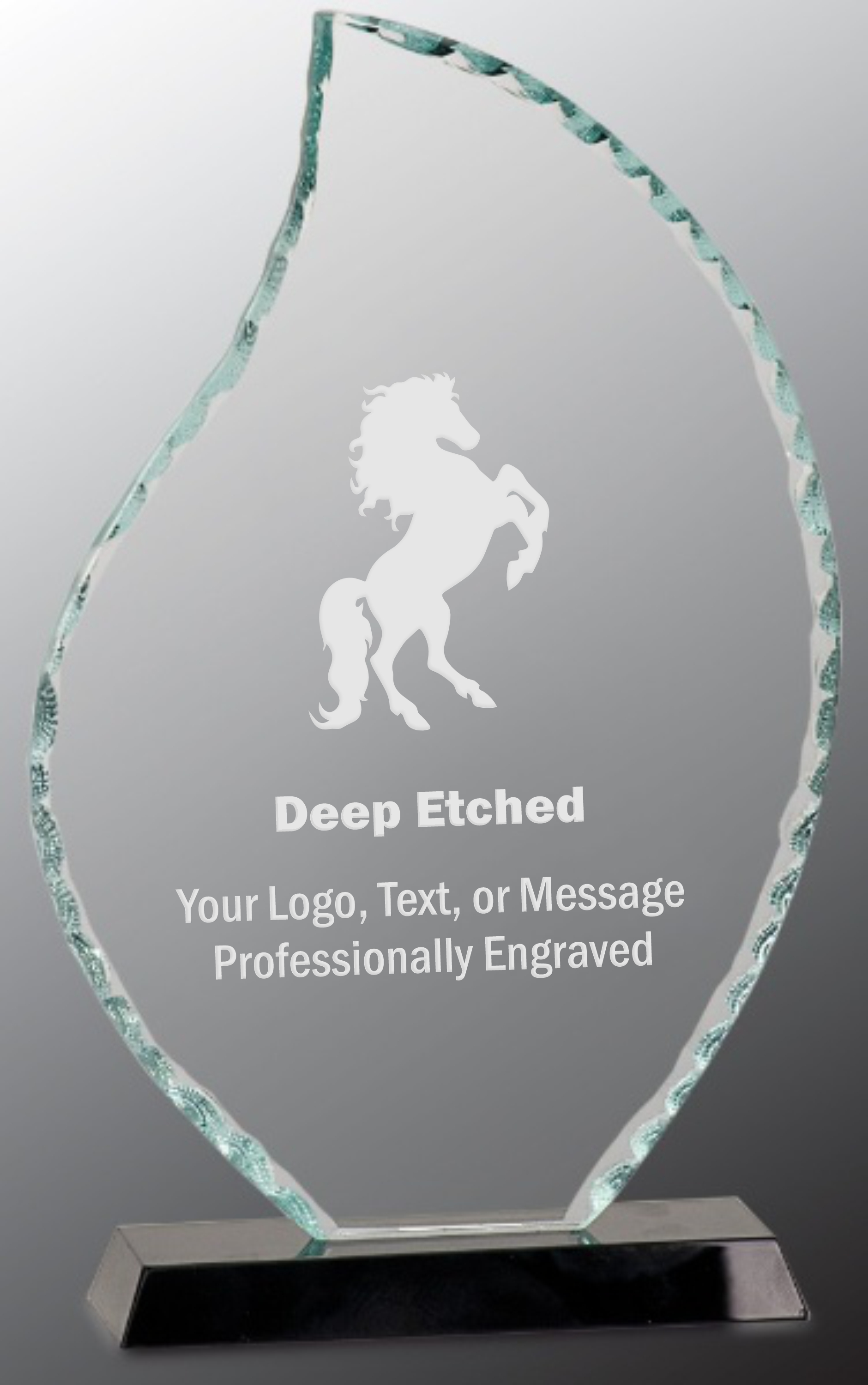 10 1/2" Flame Facet Glass Award on Black Base