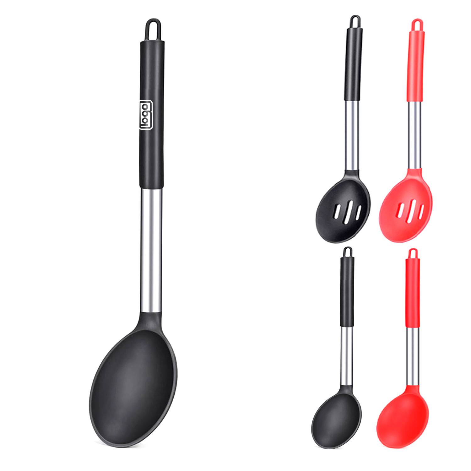 Food Grade Silicone Kitchen Spoon W/ Stainless Steel Handle 4